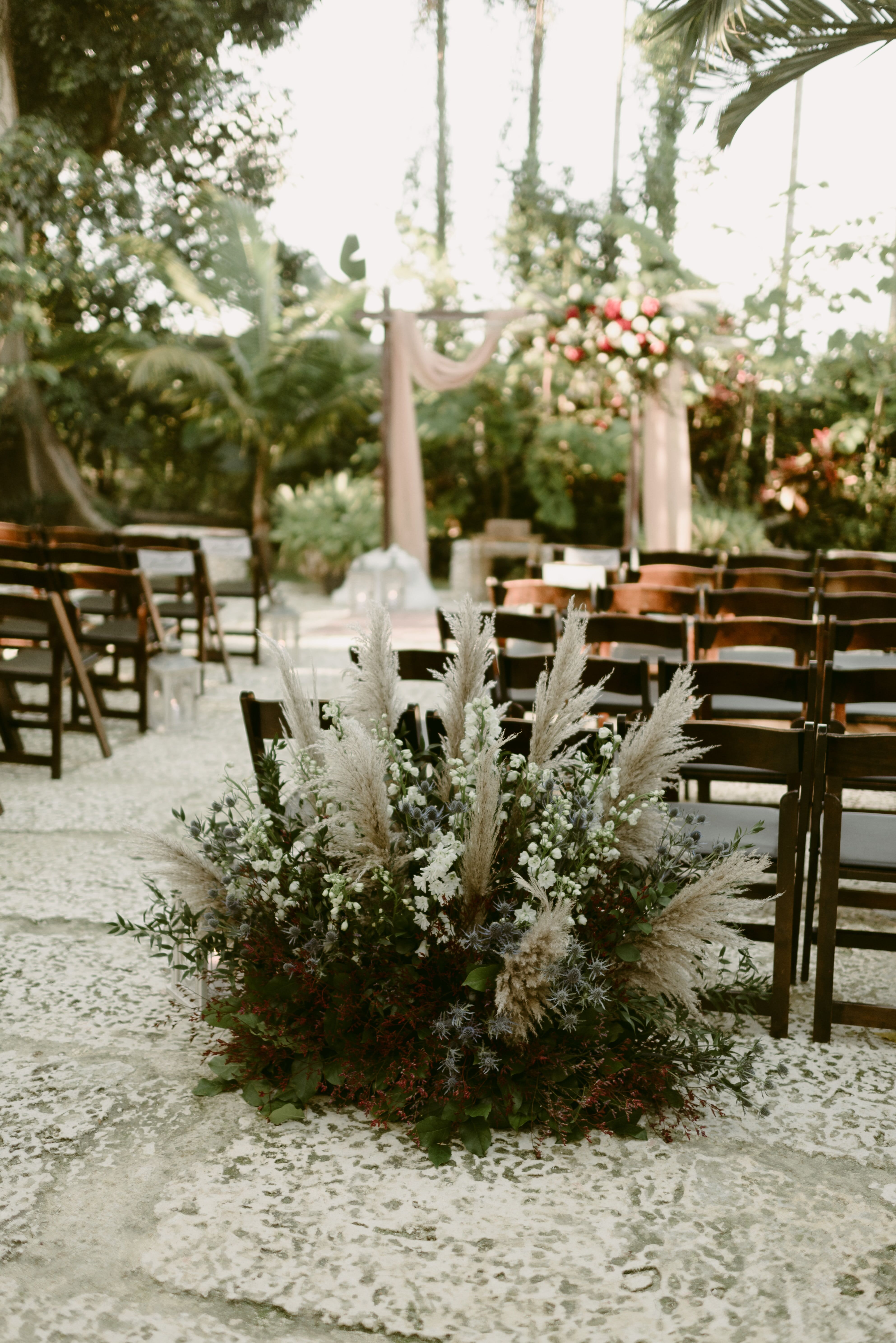 Vintage and Rustic Aisle Decorations with Greenery