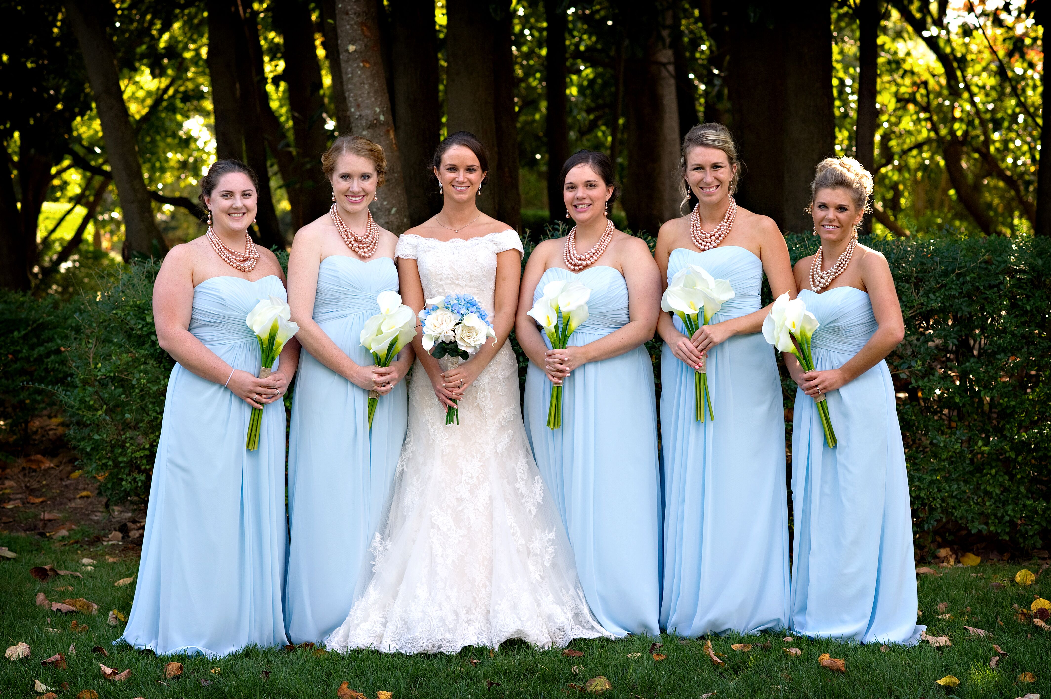 Carolina Blue Strapless Bridesmaid Dresses