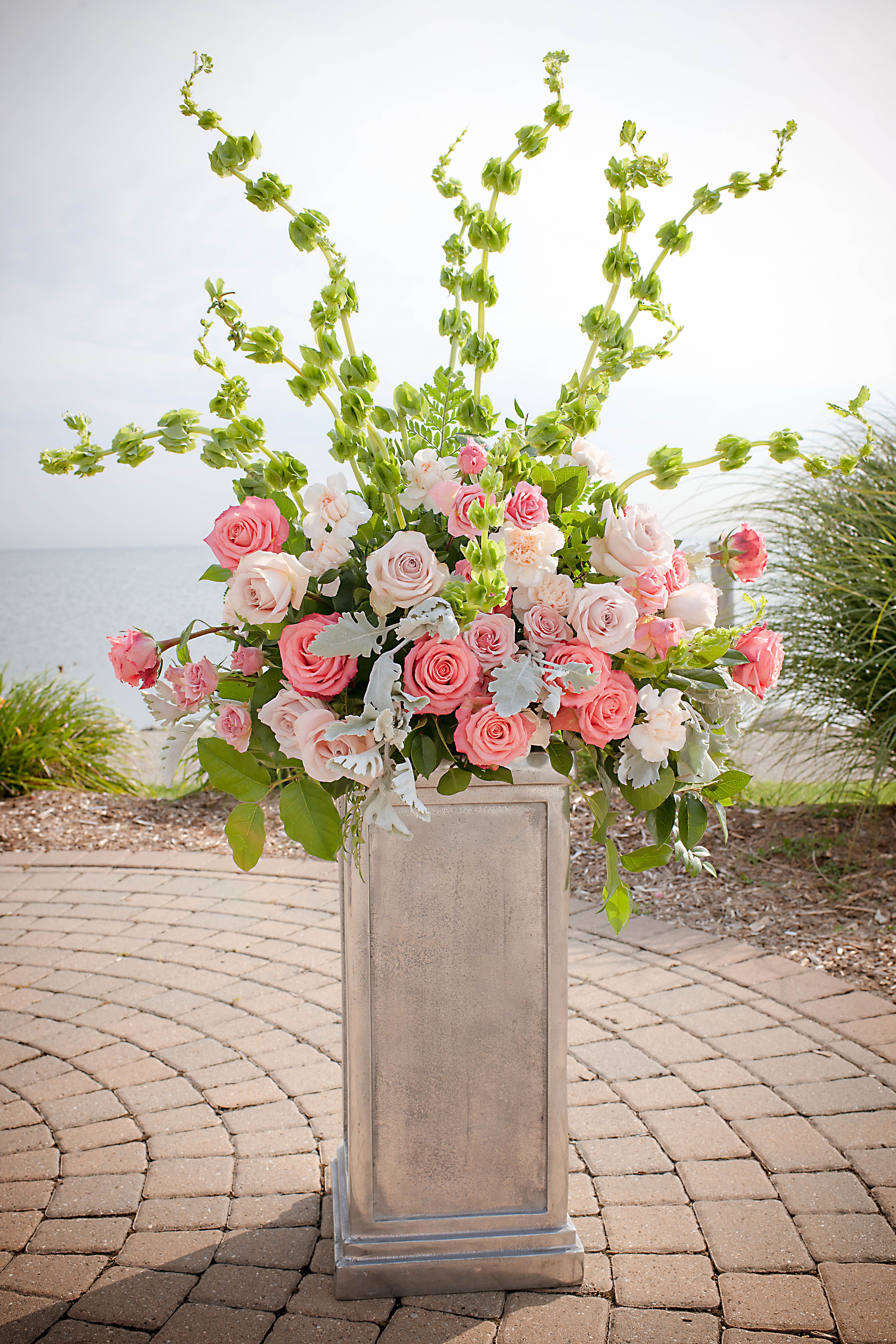 Pastel Pink and Green Flower Arrangements