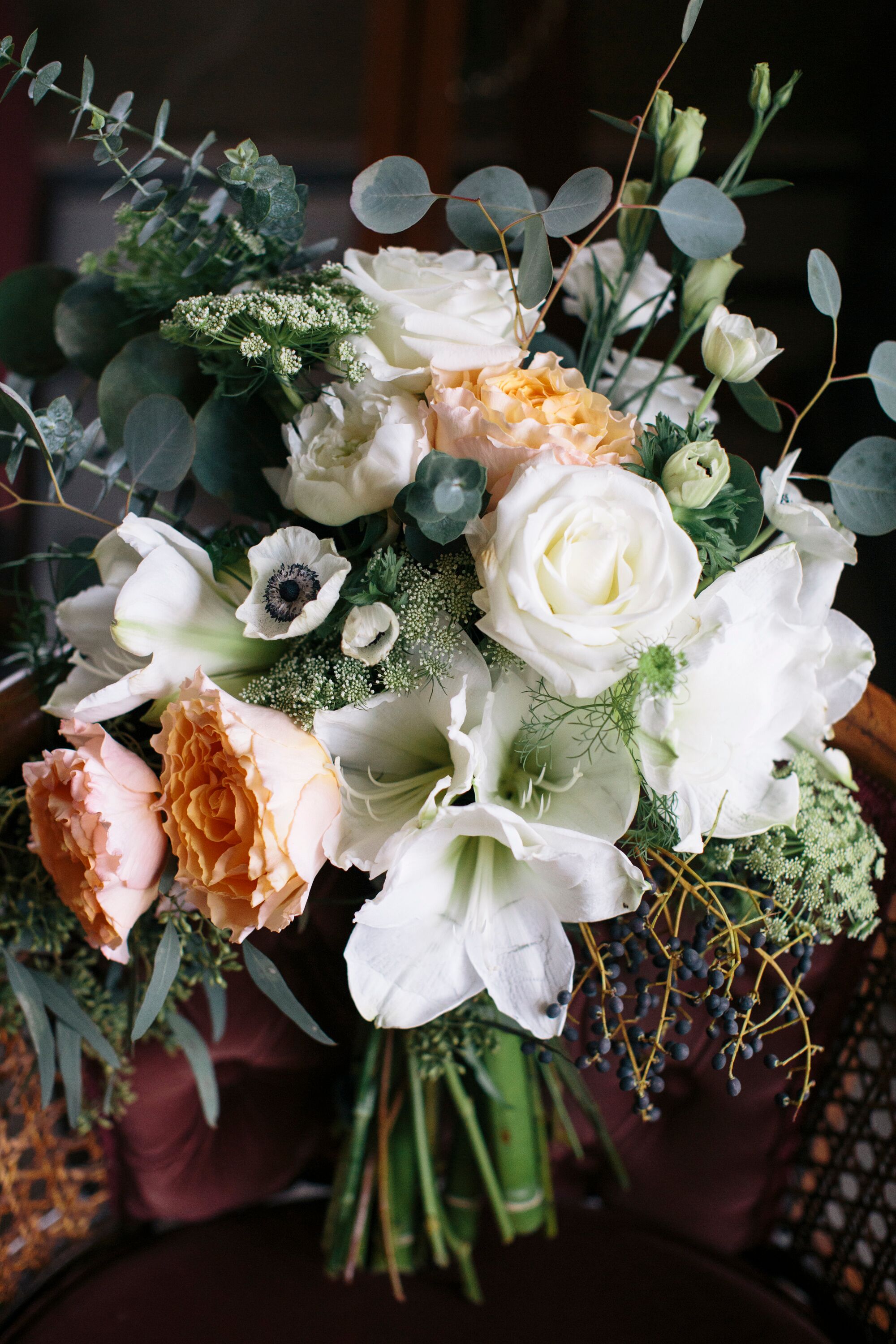 Rustic Eucalyptus and Berry Bridal Bouquet