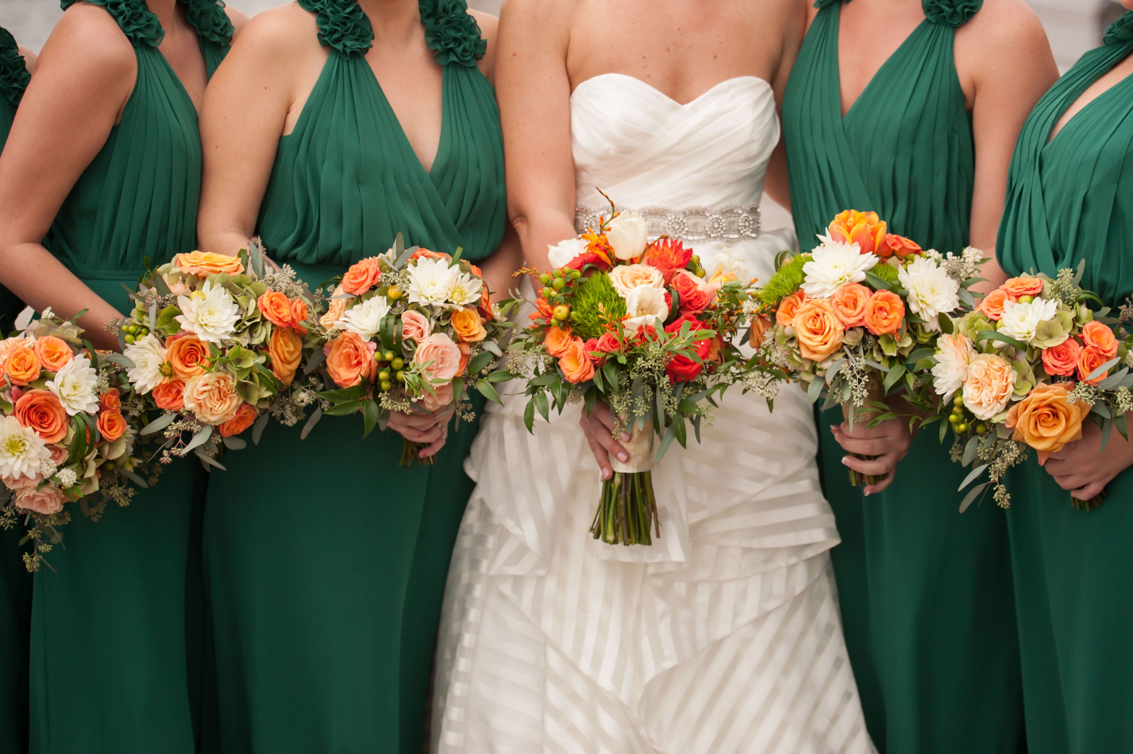 Green and shop orange bridesmaid dresses