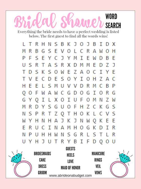 10 printable bridal shower games to diy