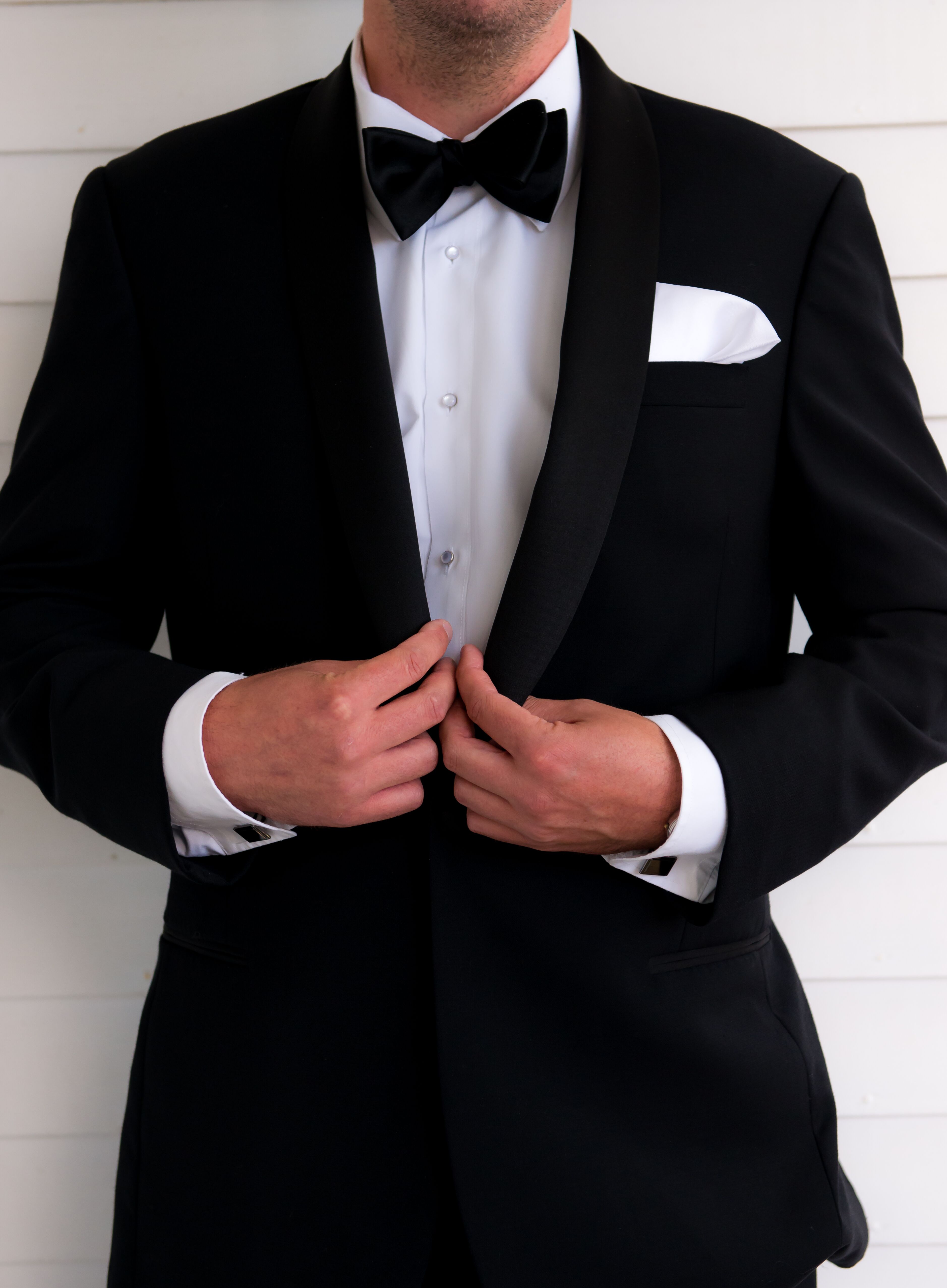 Classic Black and White Tuxedo with Black Tie