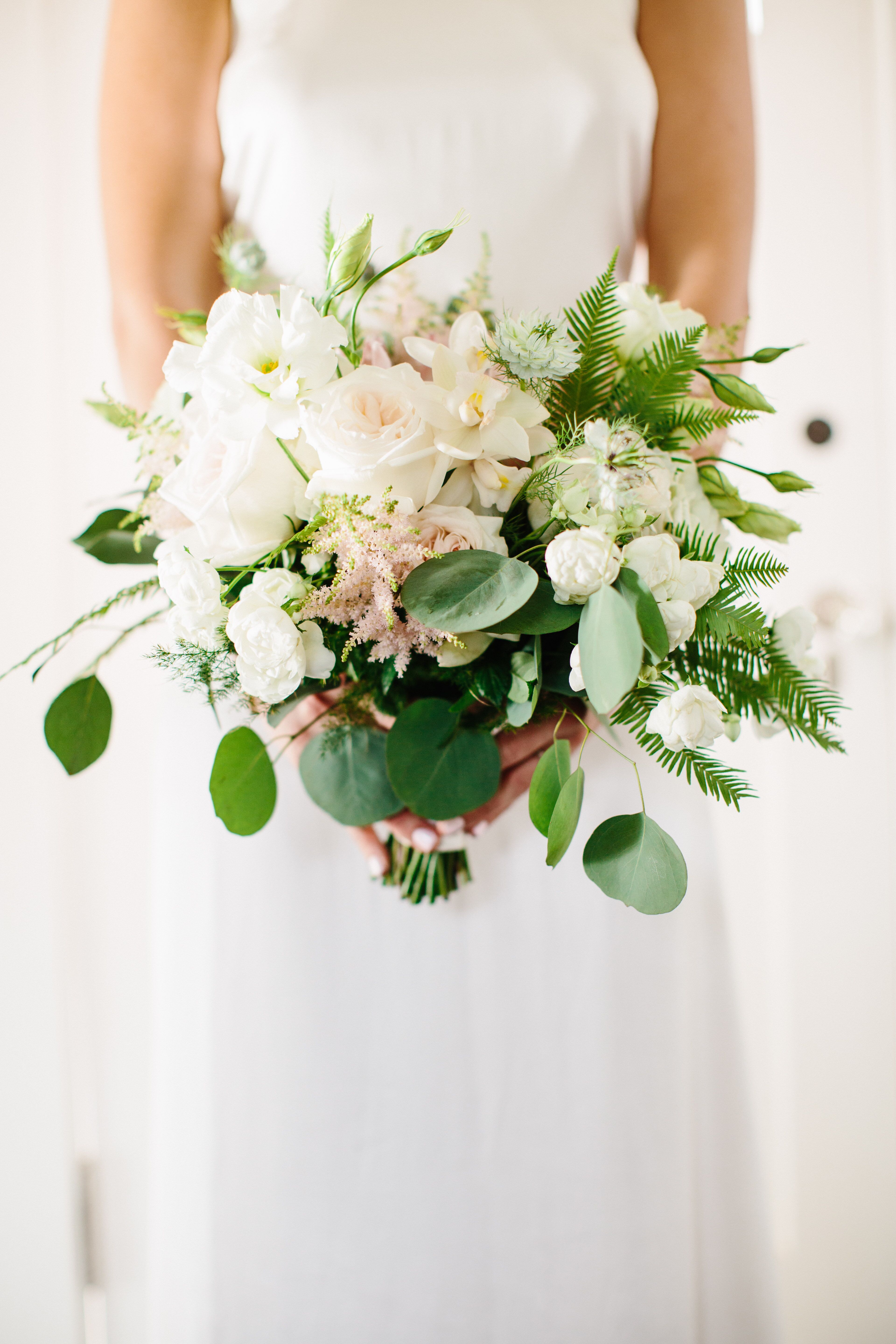 Lush, Tropical White Bridal Bouquet