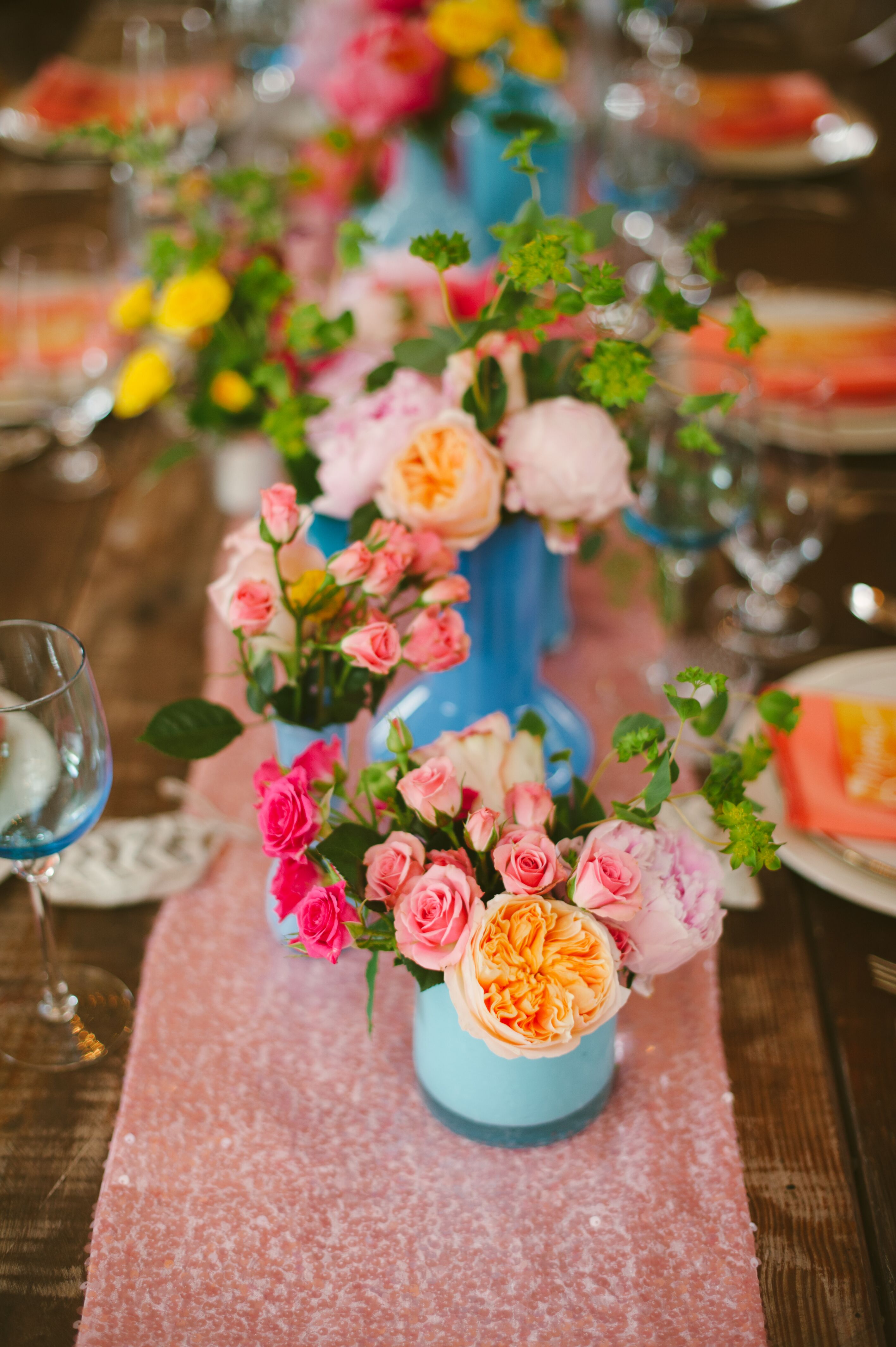 Pastel Rose Dining Table Centerpiece