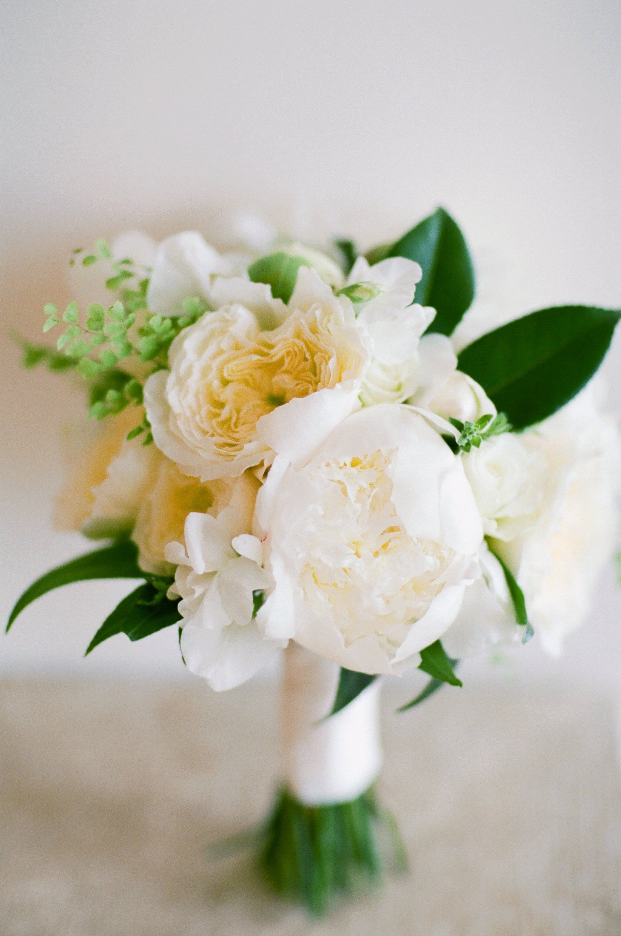 White Garden Rose and Peony Bridal Bouquet