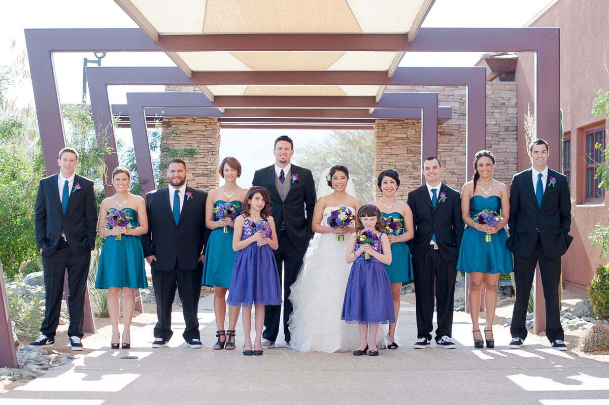 Teal and store purple wedding dresses