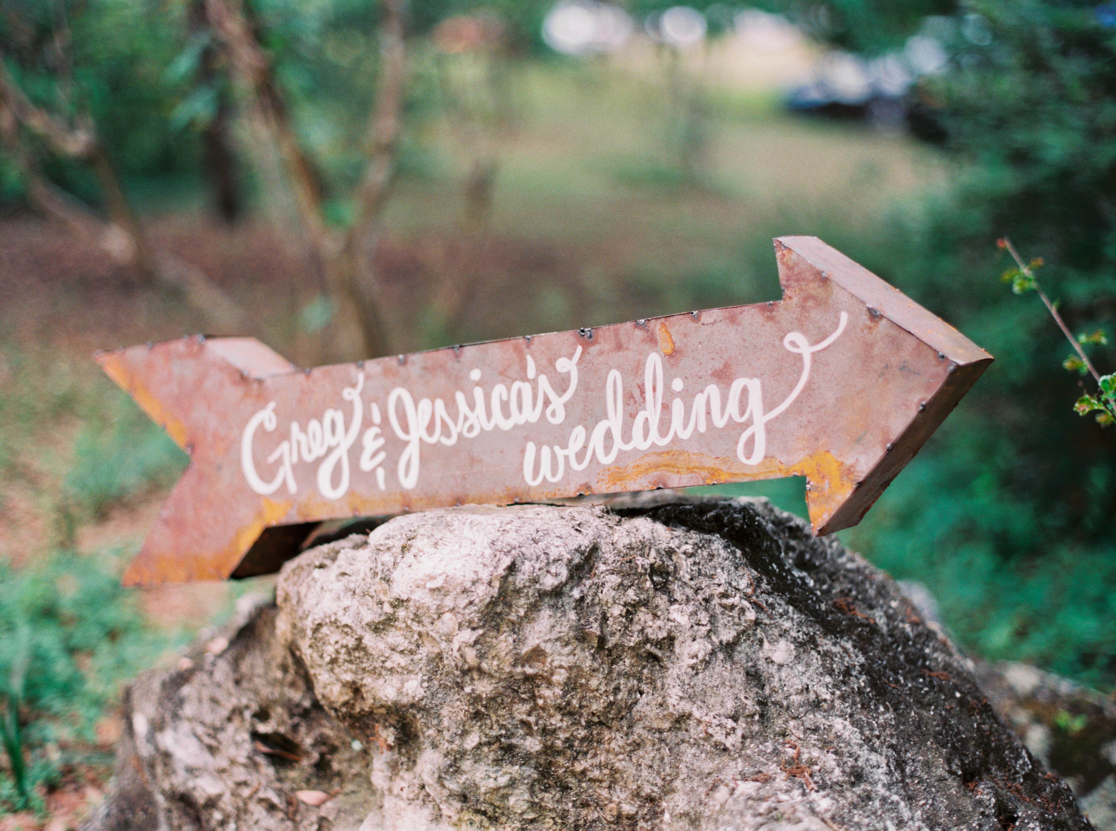Rustic Metal Arrow Wedding Sign