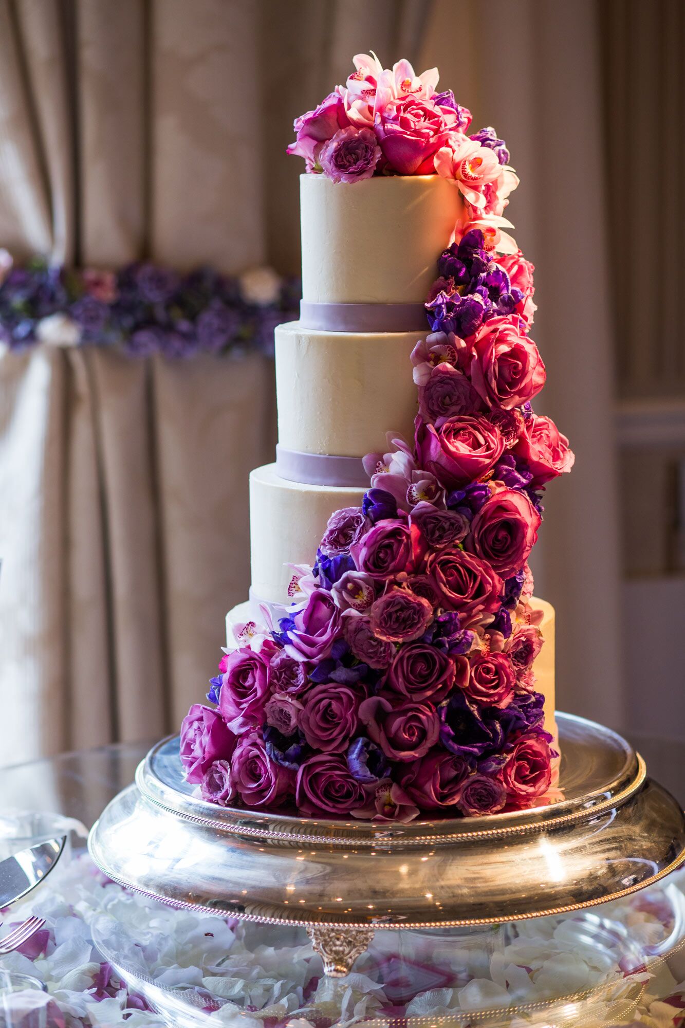 purple rose wedding cakes