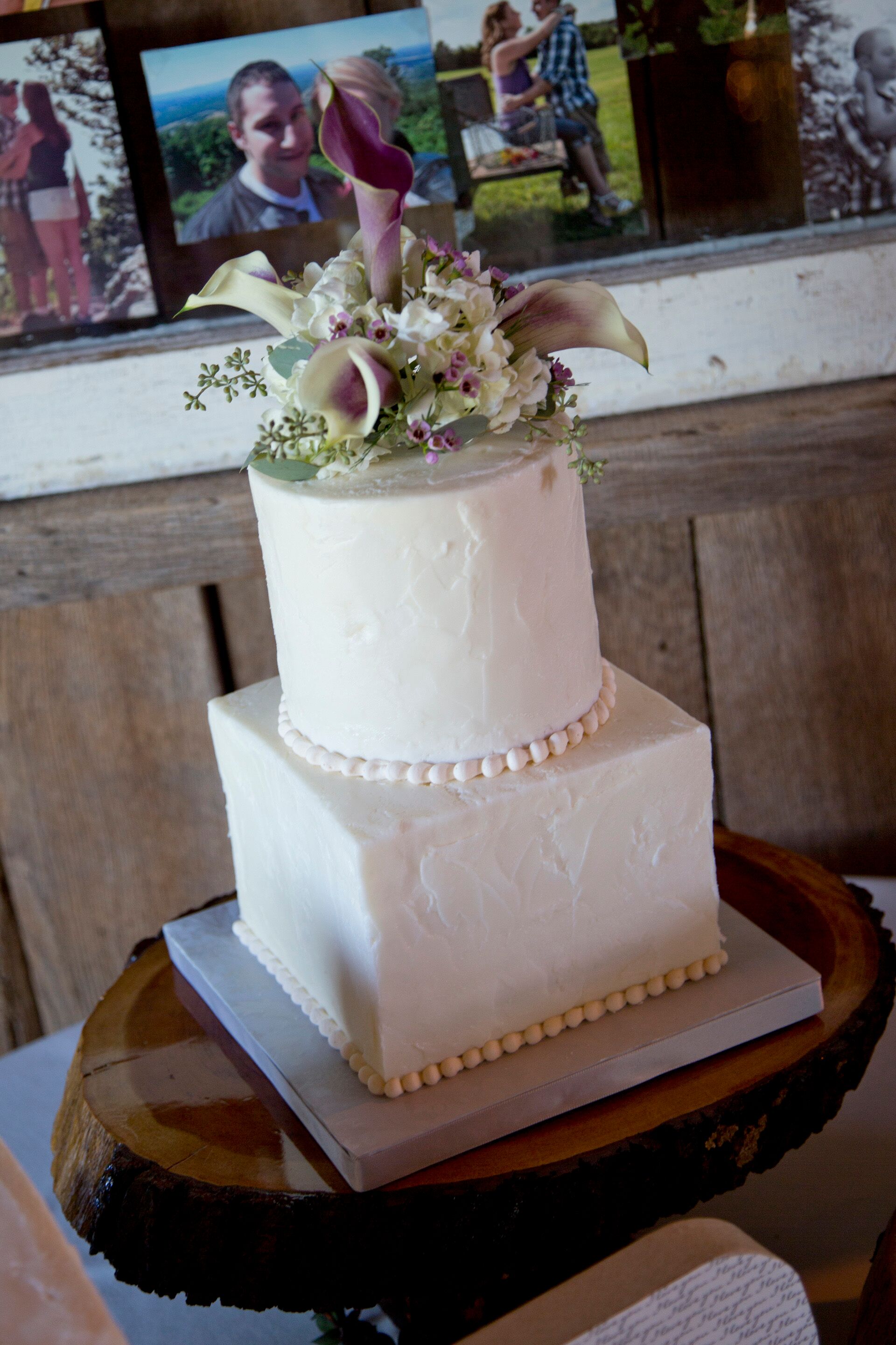 Ivory Cake Topped with Calla Lilies