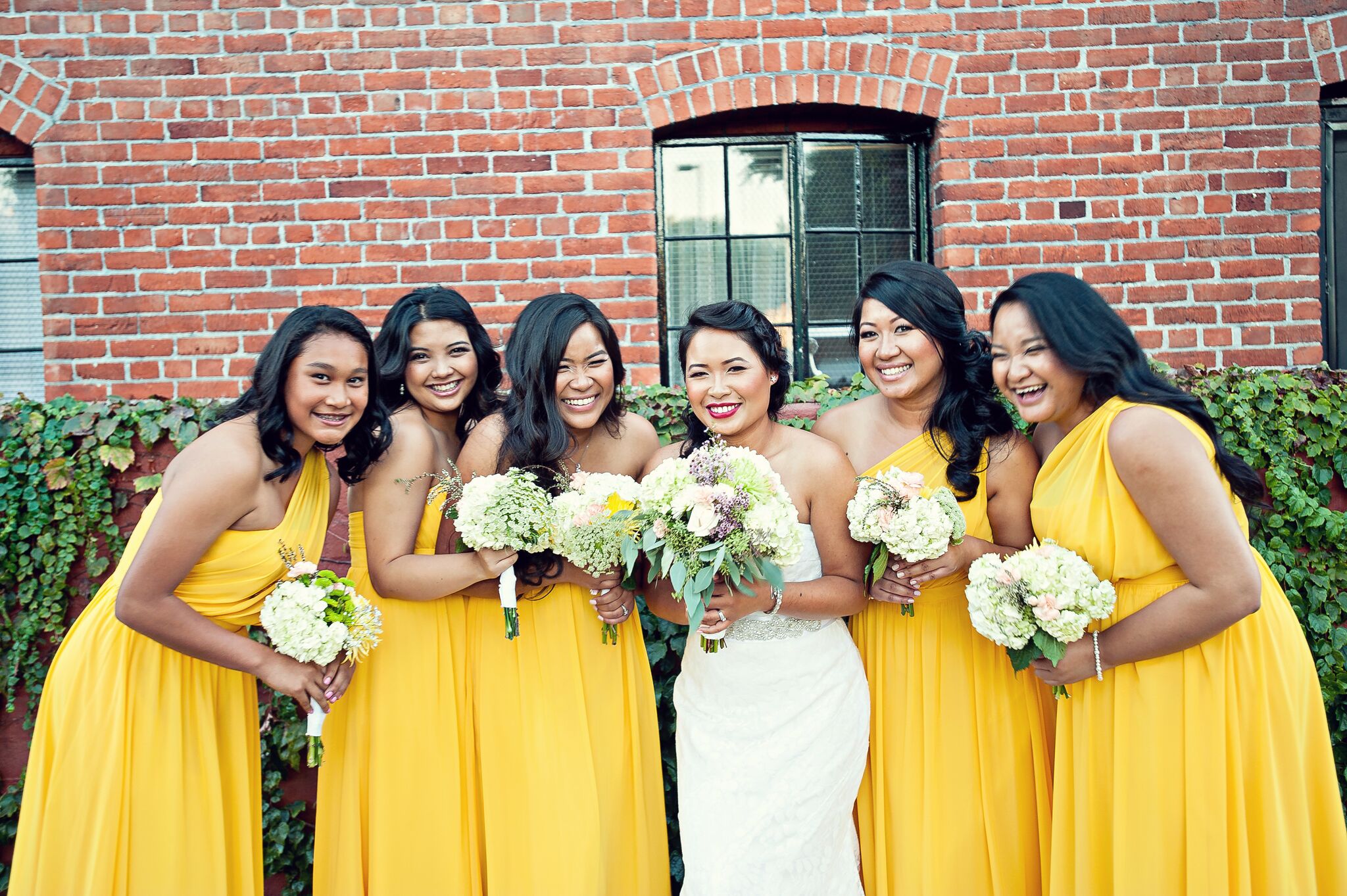 Long yellow hot sale bridesmaid dresses