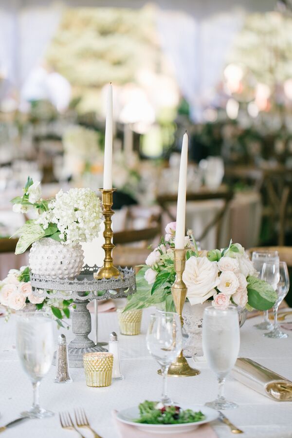 Leafy Garland, Taper Candle Wedding Centerpieces