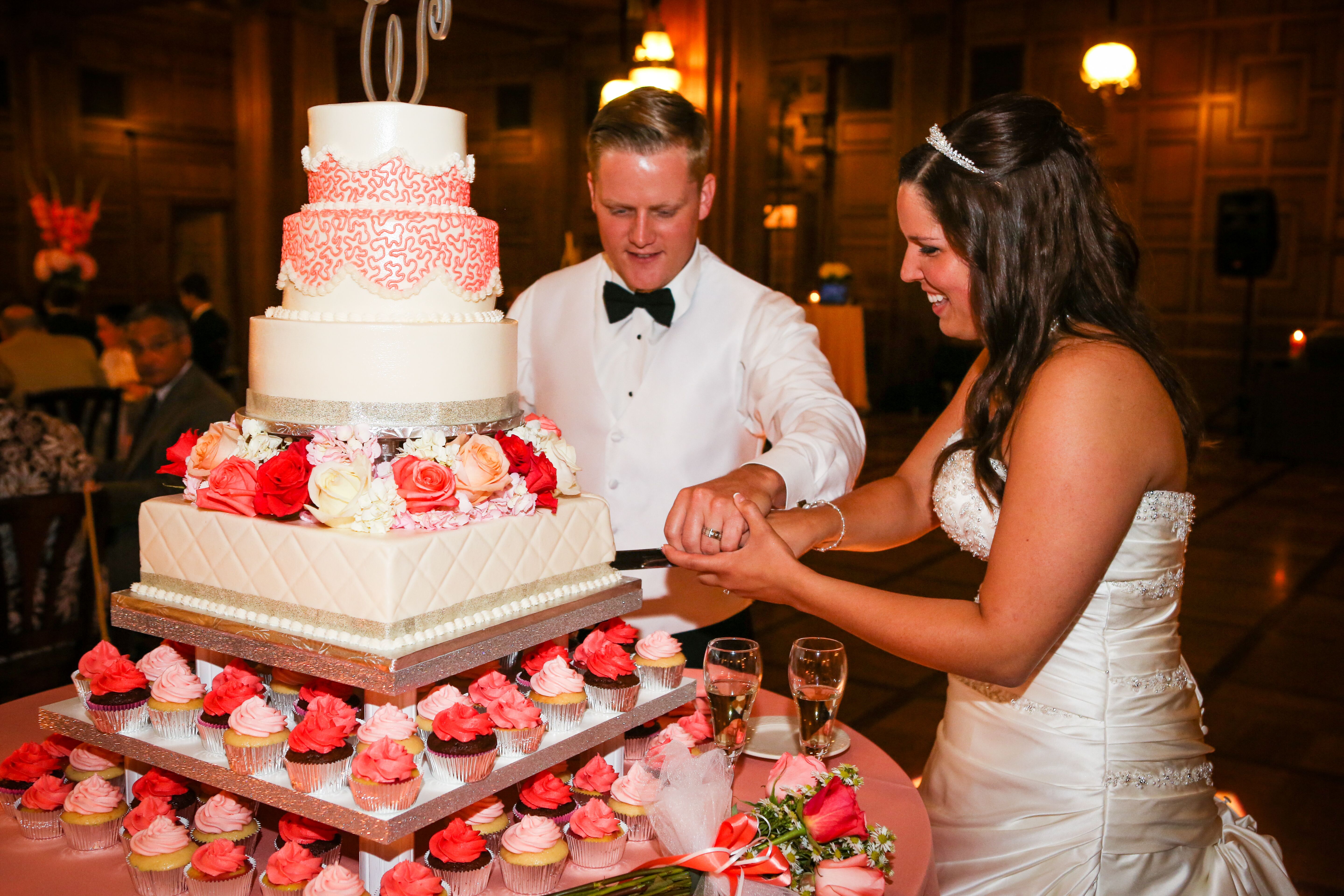 Four Tier Circle And Square Wedding Cake