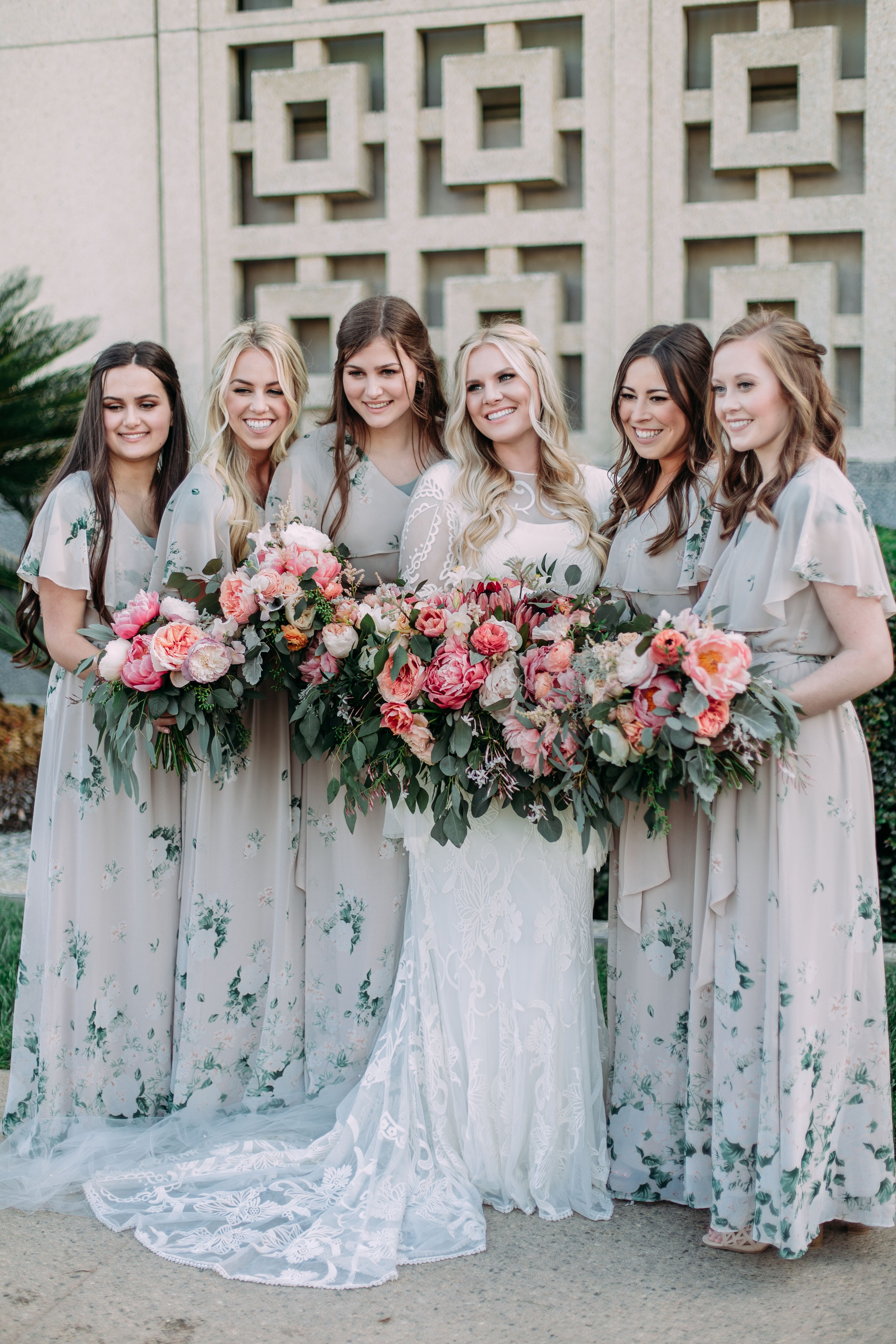 floral print bridesmaid dresses