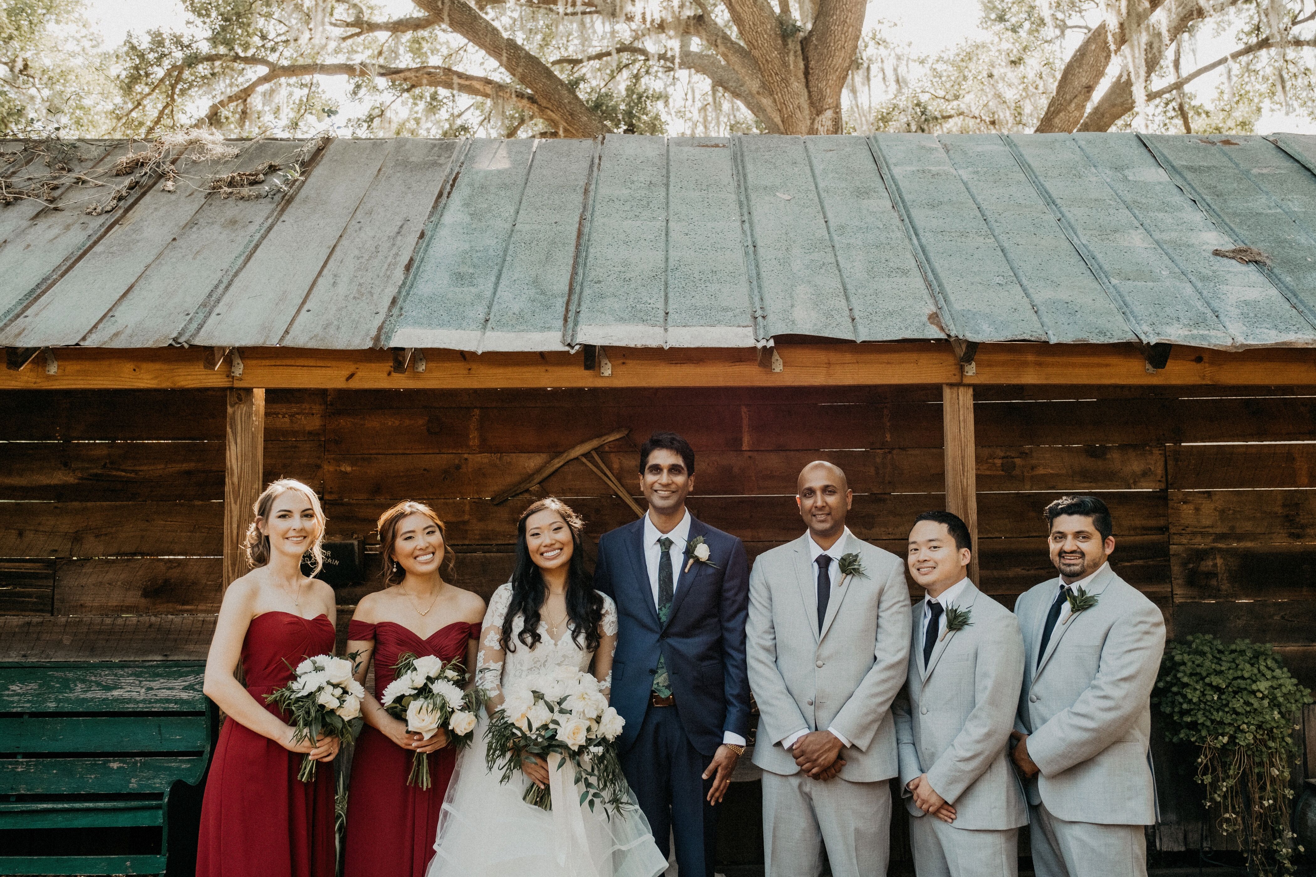 burgundy and grey bridesmaid dresses