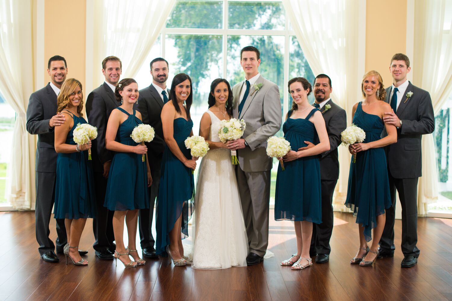 peacock blue bridesmaid dress