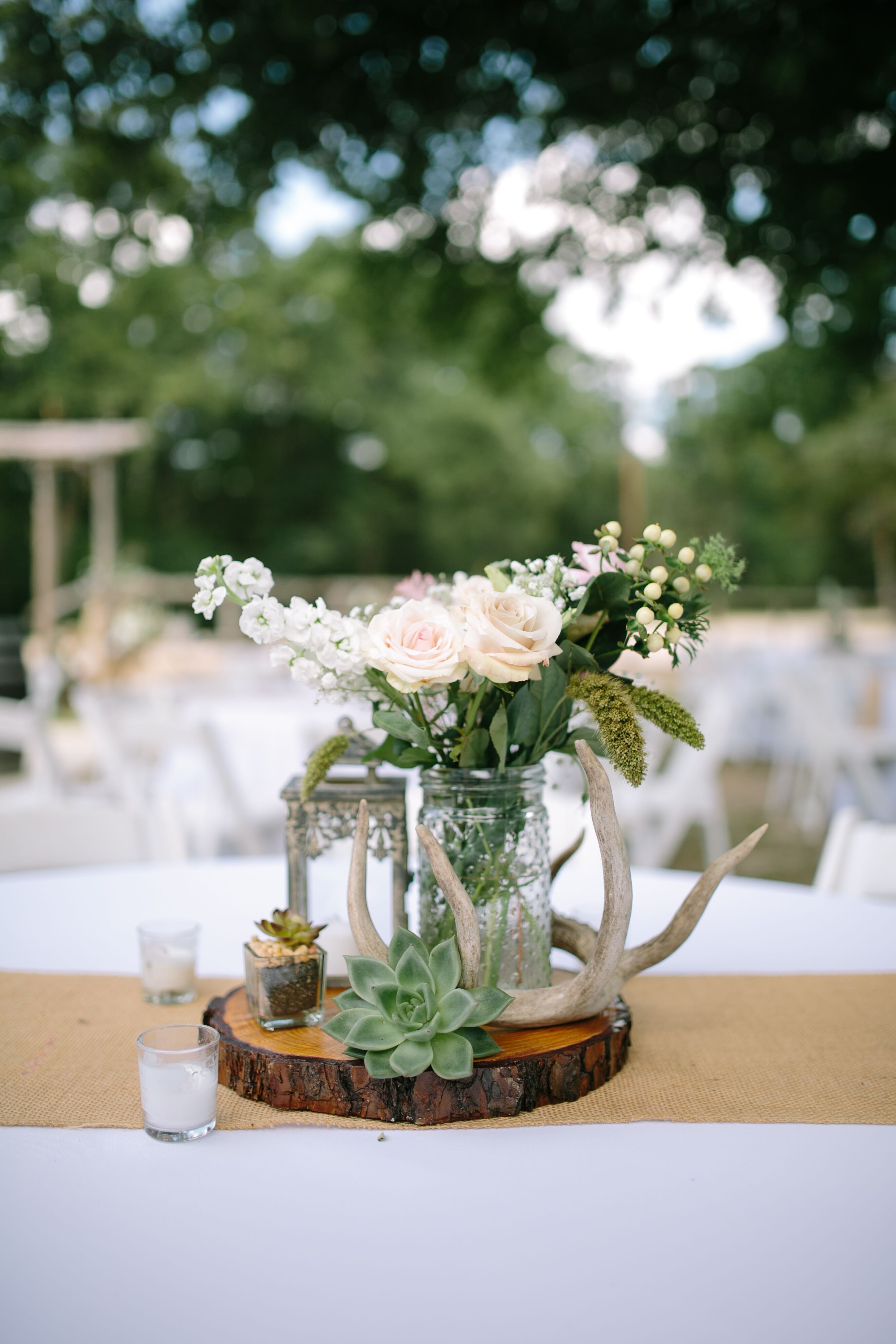 DIY Antler and Wooden Centerpiece