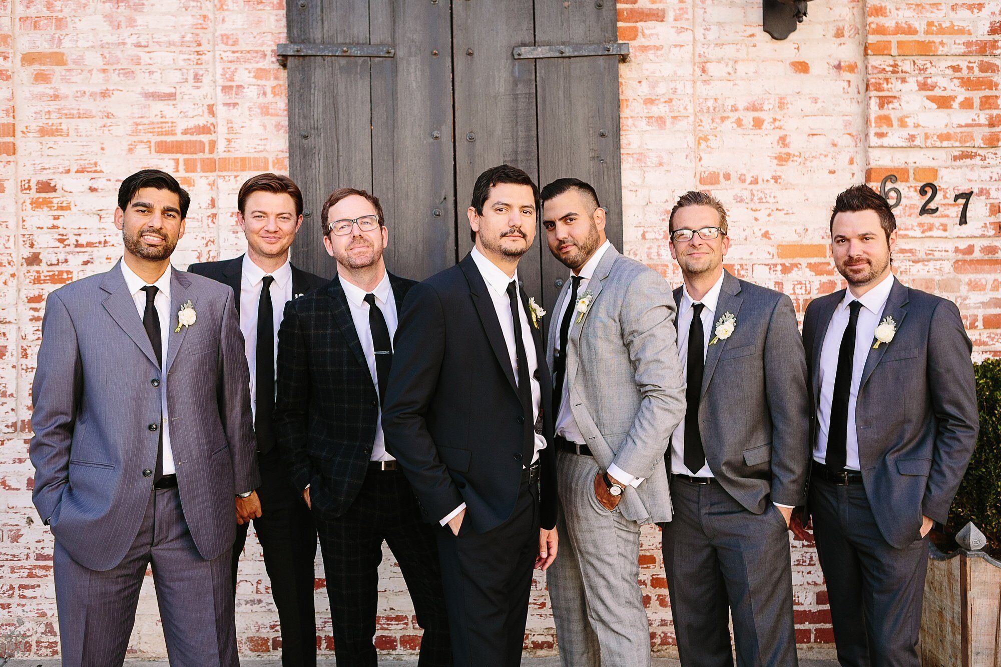 mismatched grey groomsmen