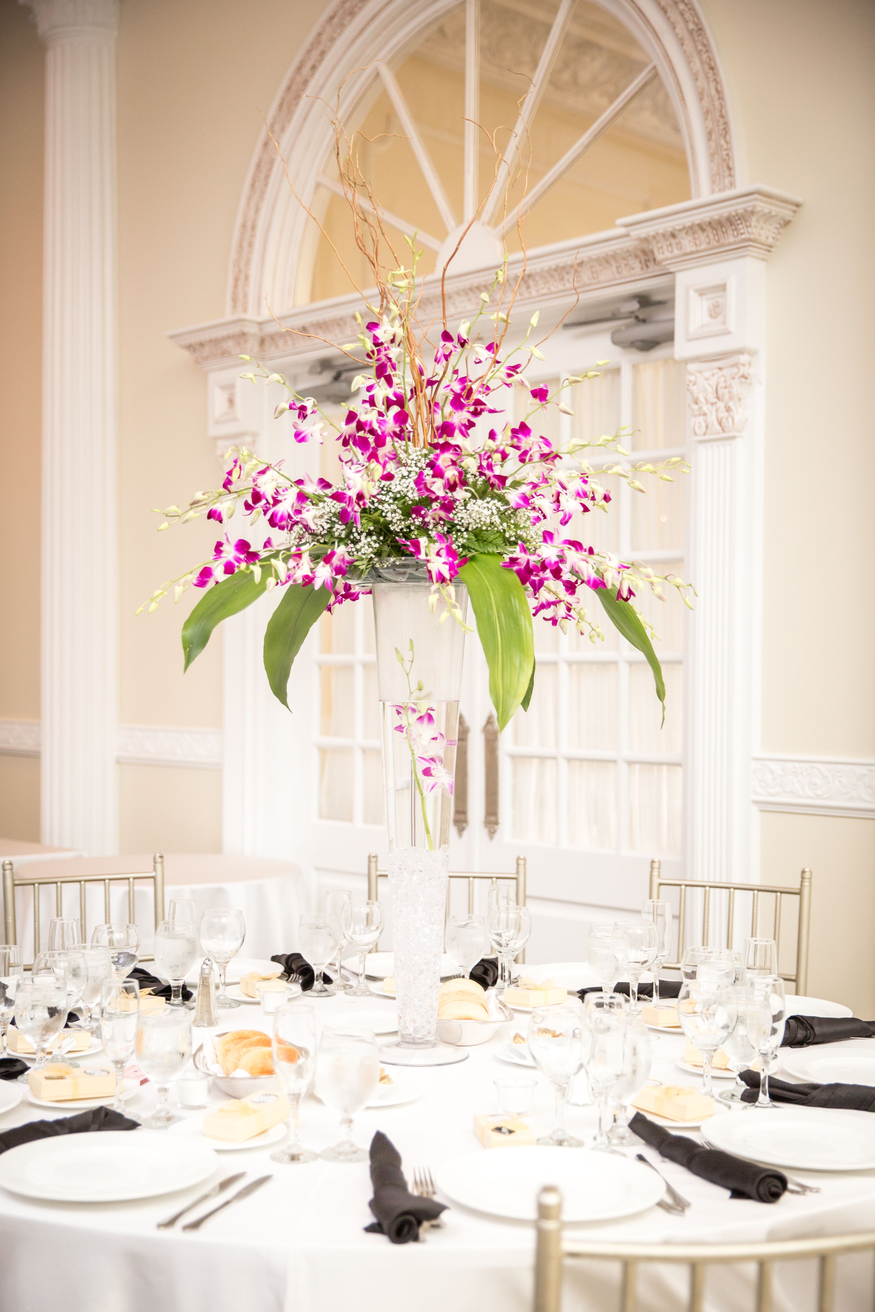 Tall Purple Orchid Centerpiece