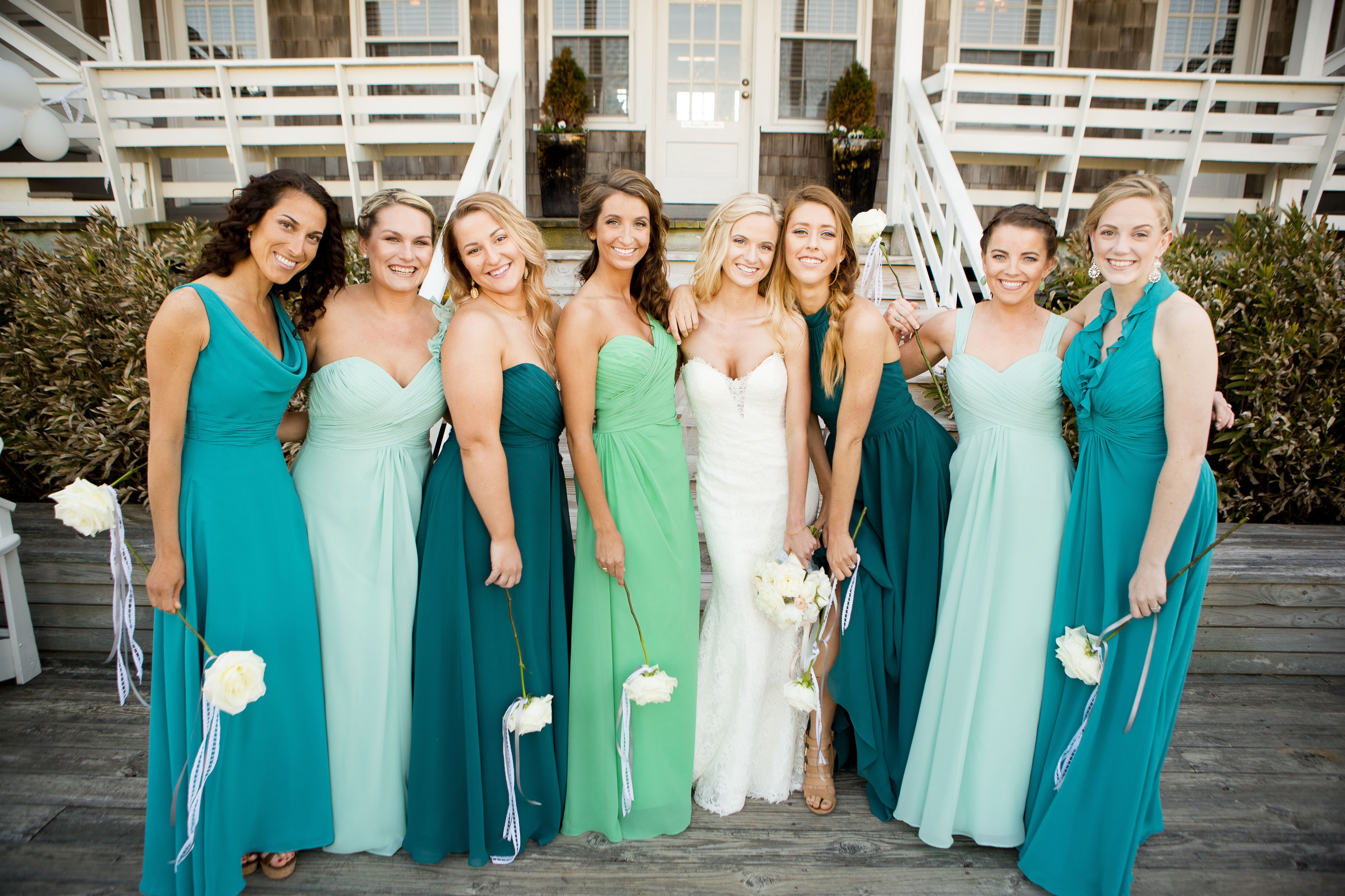 Dark blue shop green bridesmaid dresses