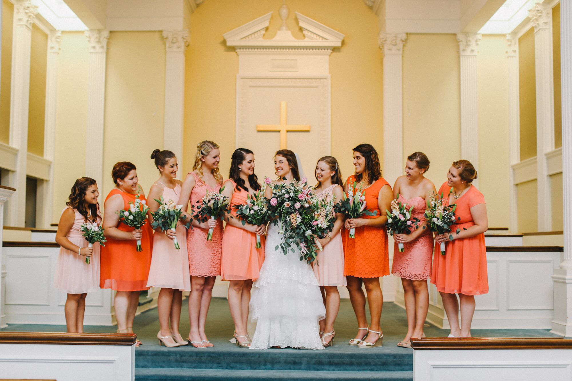 coral orange bridesmaid dresses