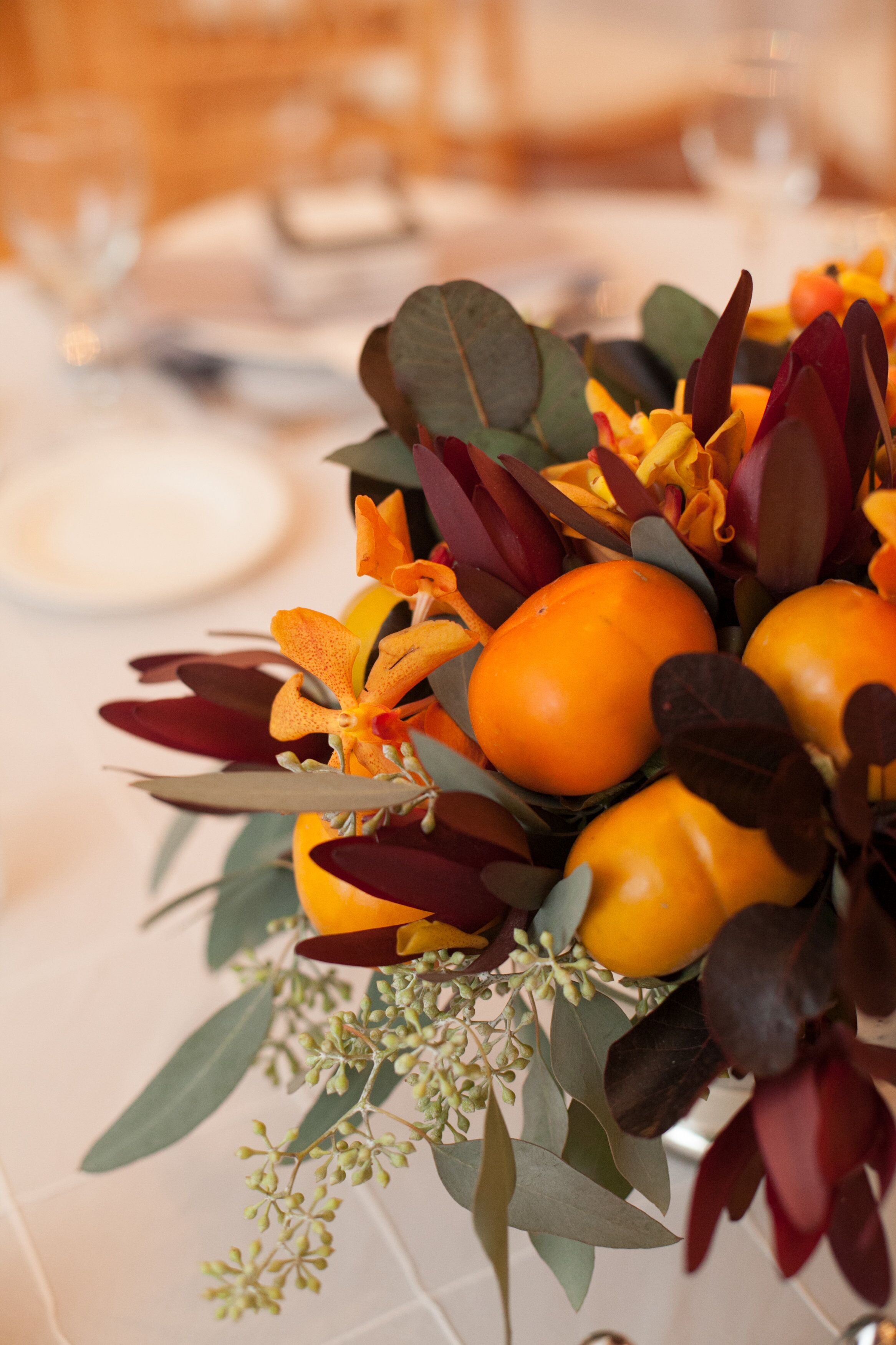 Persimmon Wedding Reception Centerpiece