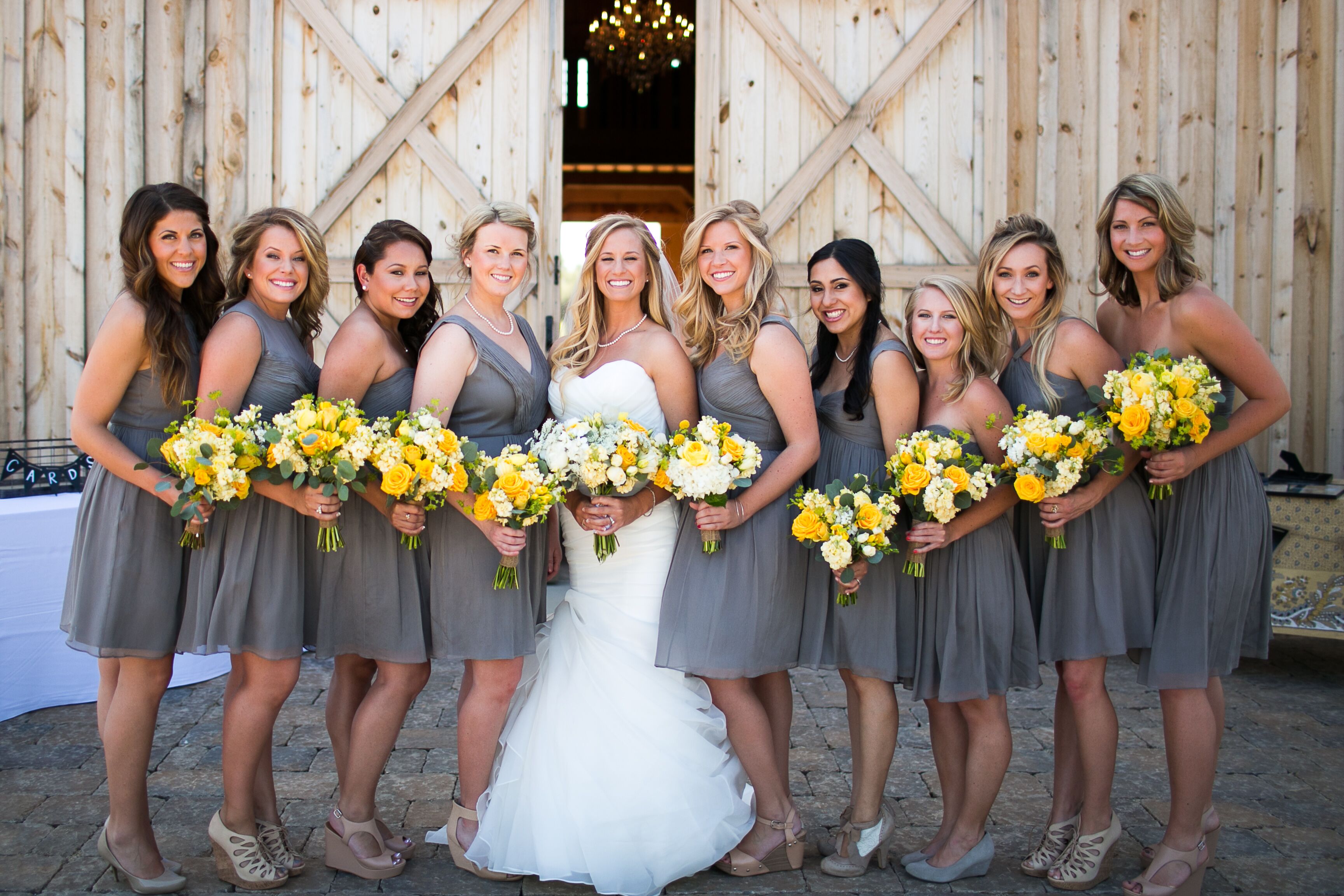 Knee Length Charcoal Gray Bridesmaid Dresses