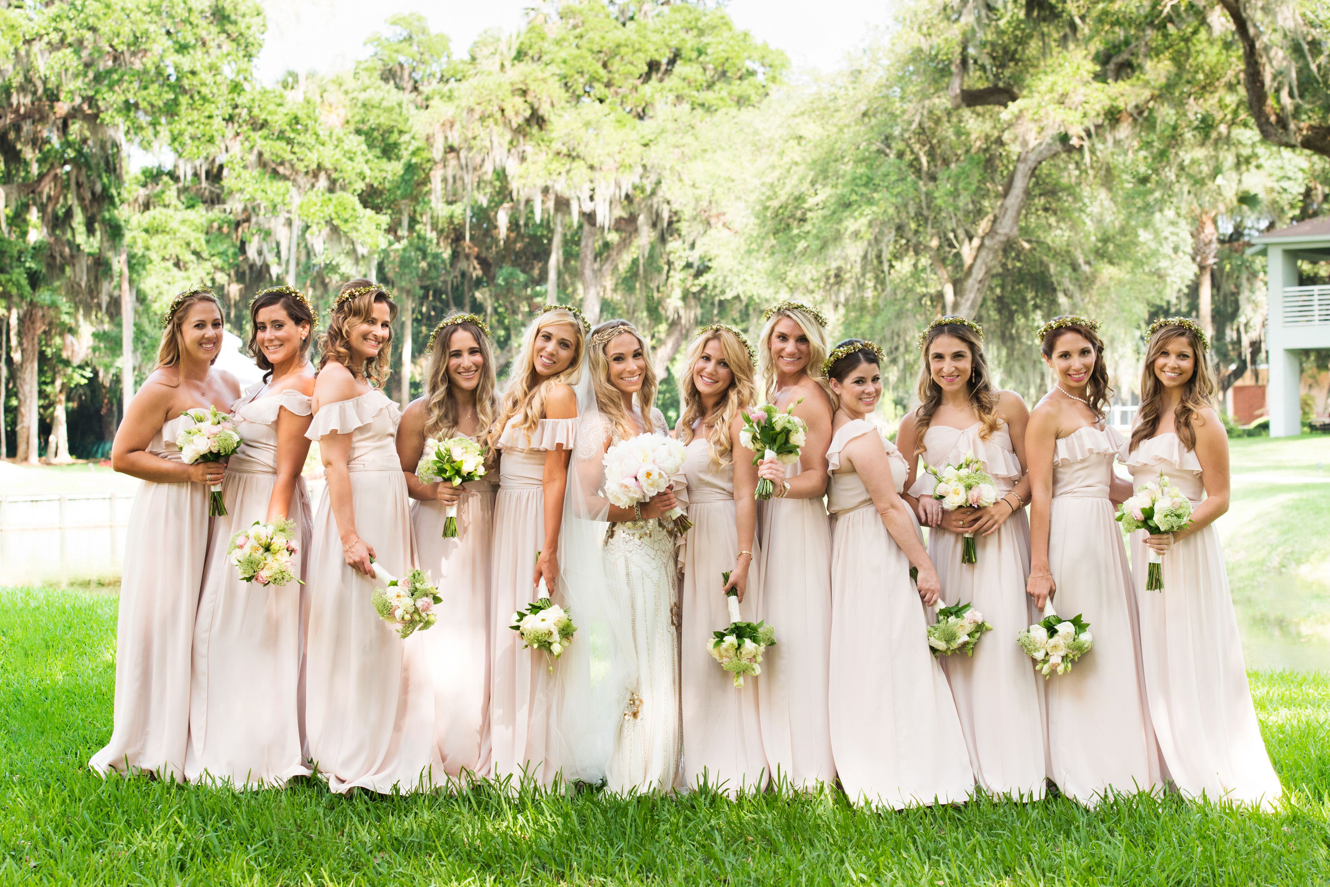 Bohemian Blush Bridesmaids Dresses with Ruffle