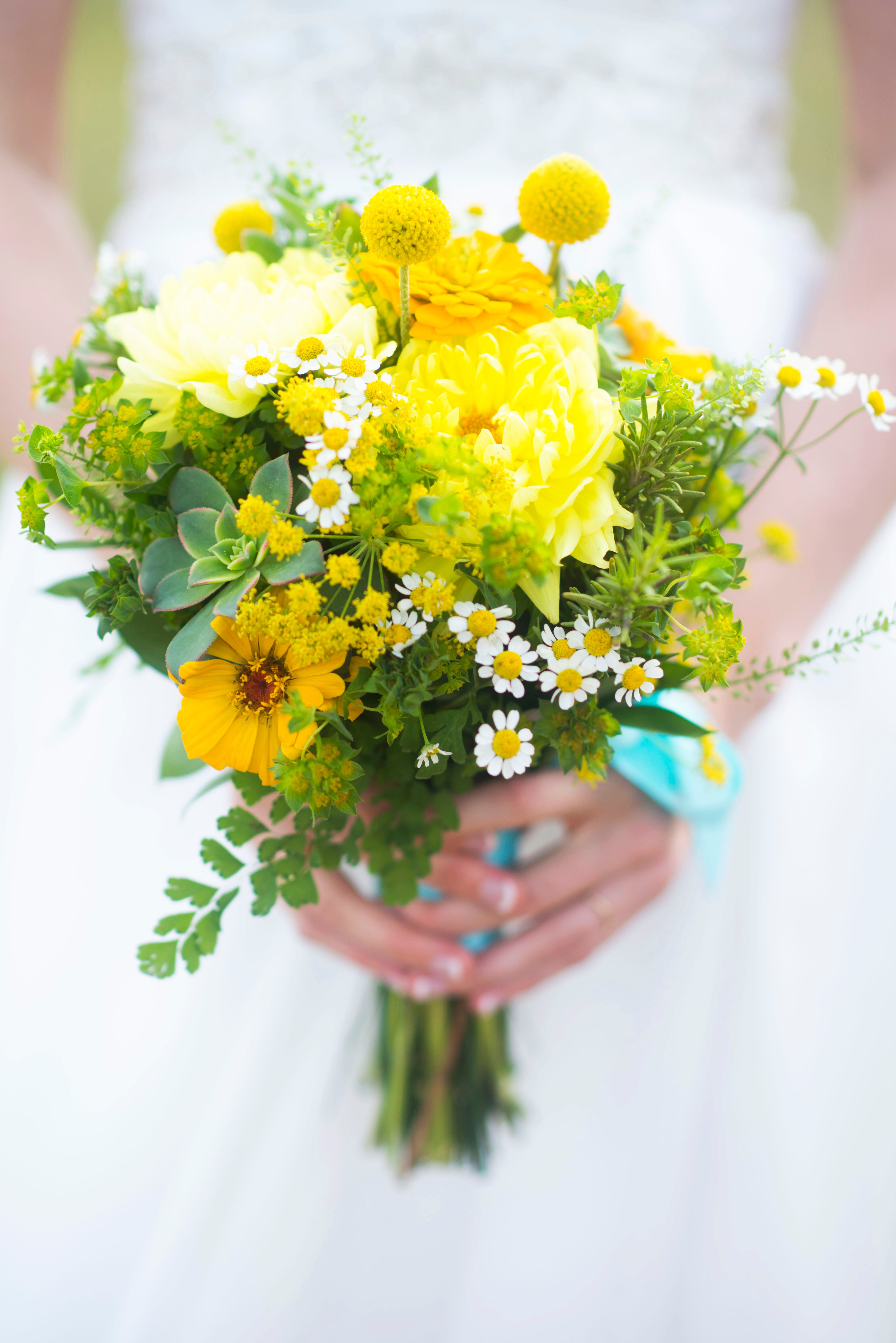 Yellow Wildflower-Inspired Bridal Bouquet