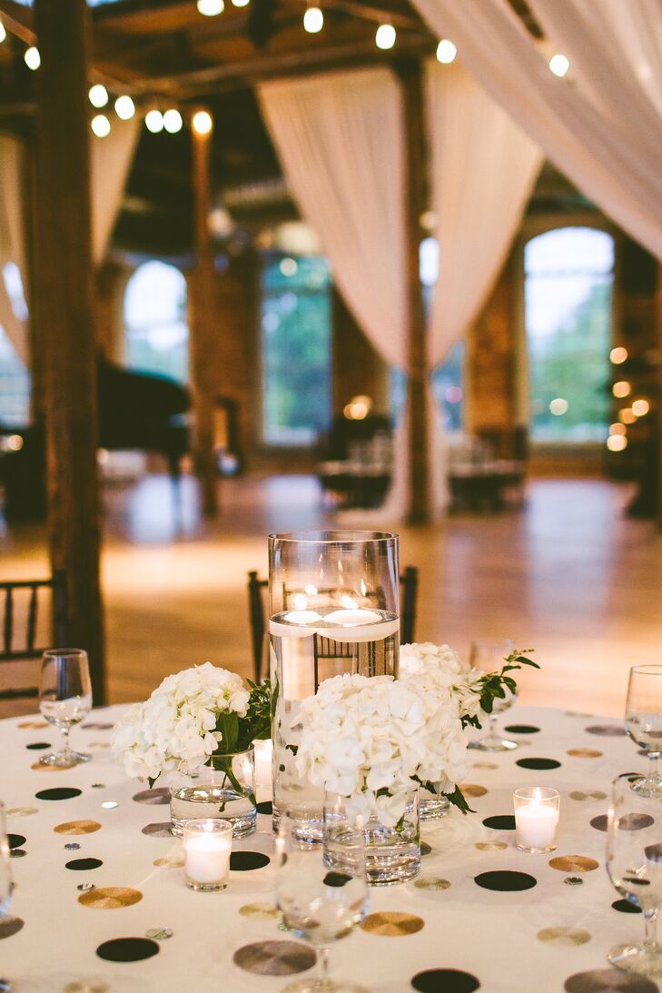 Floating Candle and White Hydrangea Wedding Centerpieces