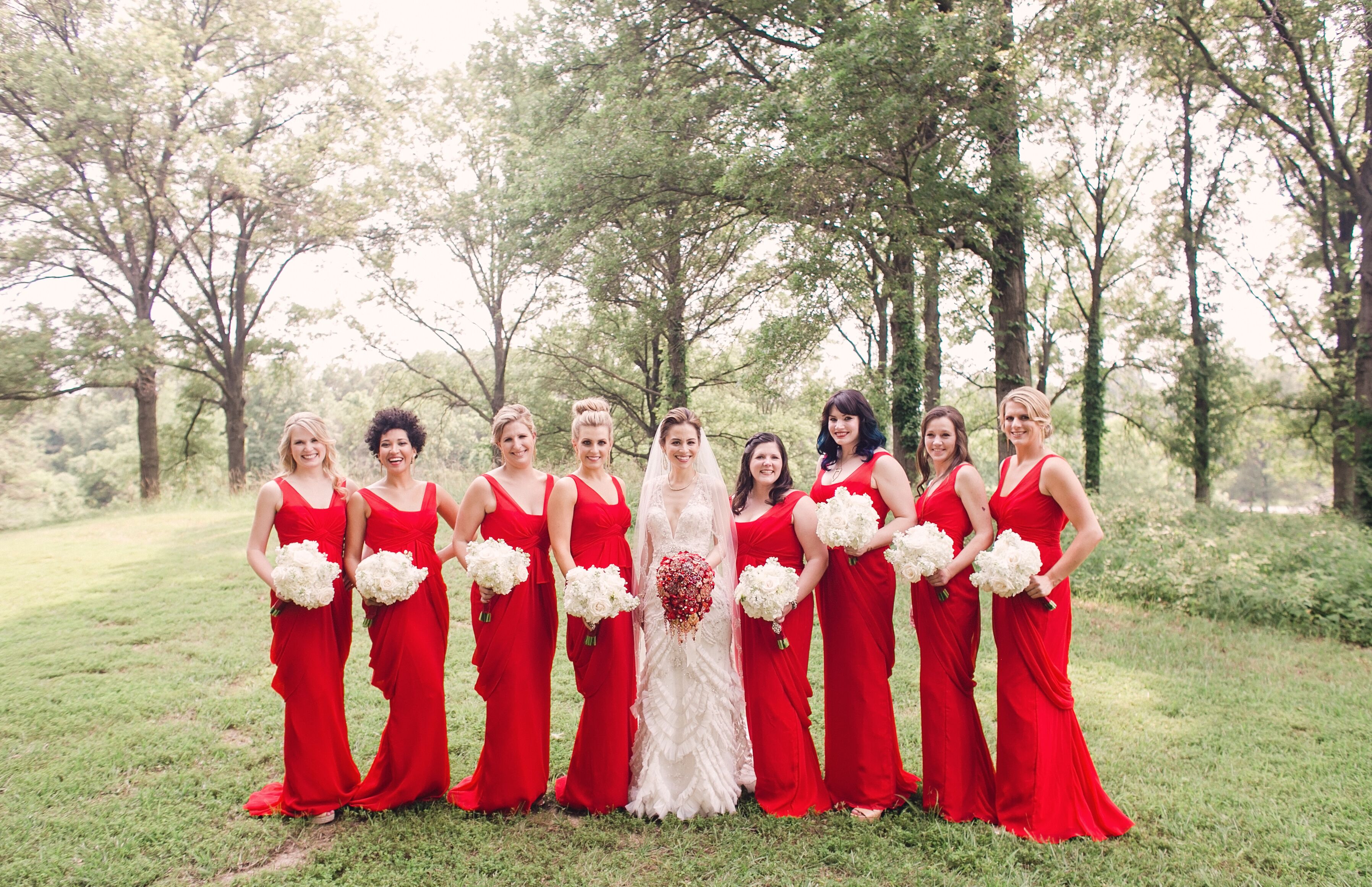 Red brides maid store dresses