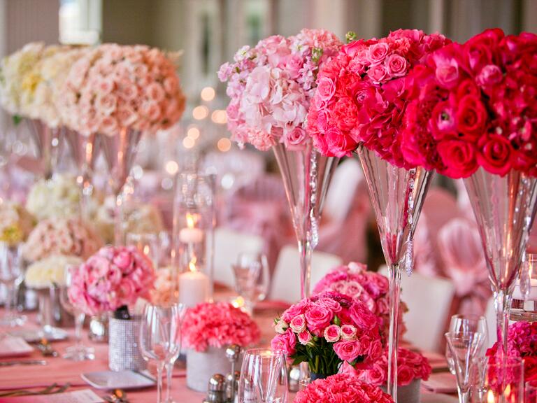 Pink ombre rose centerpiece