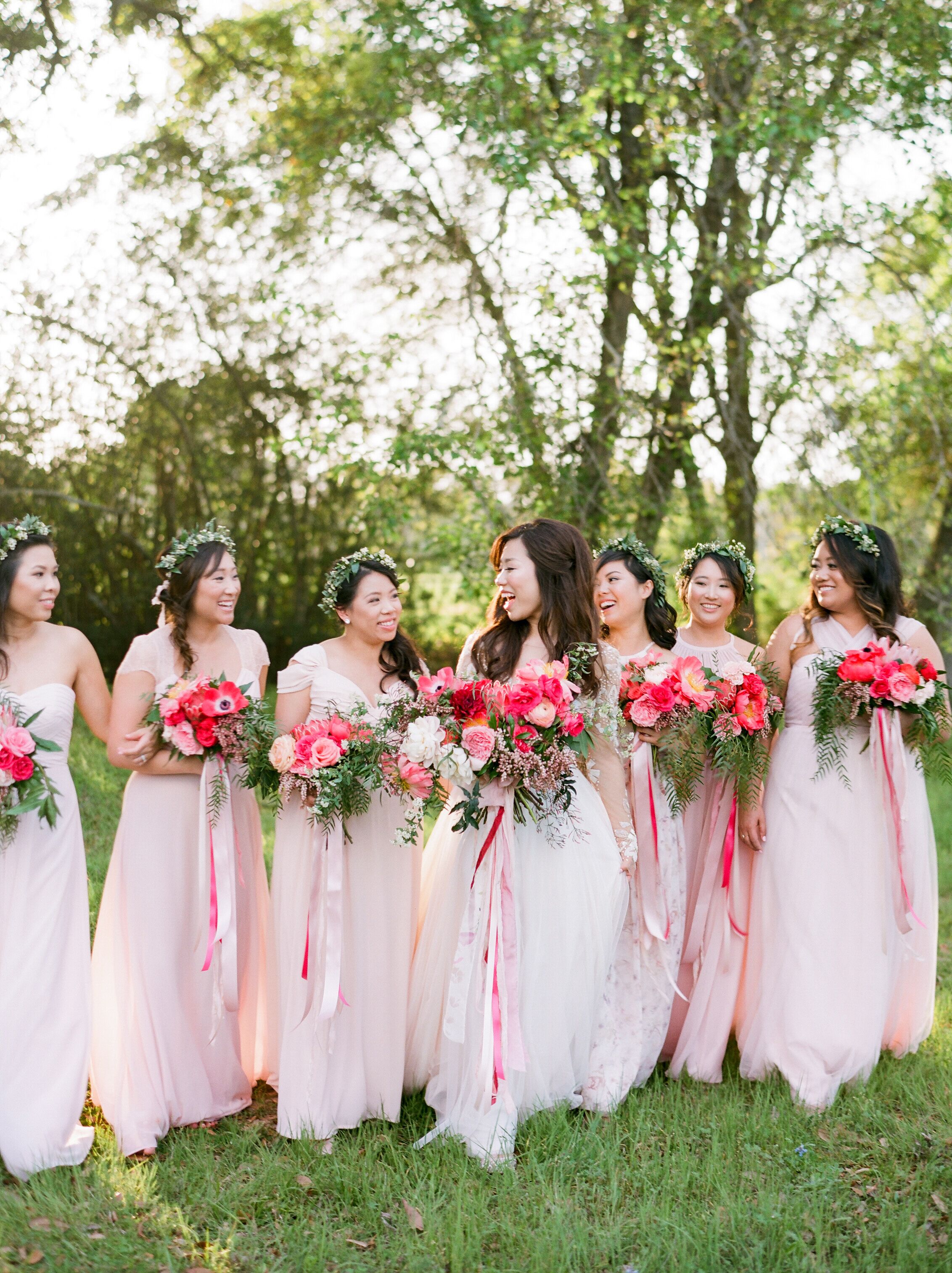 Dark blush sale pink bridesmaid dresses