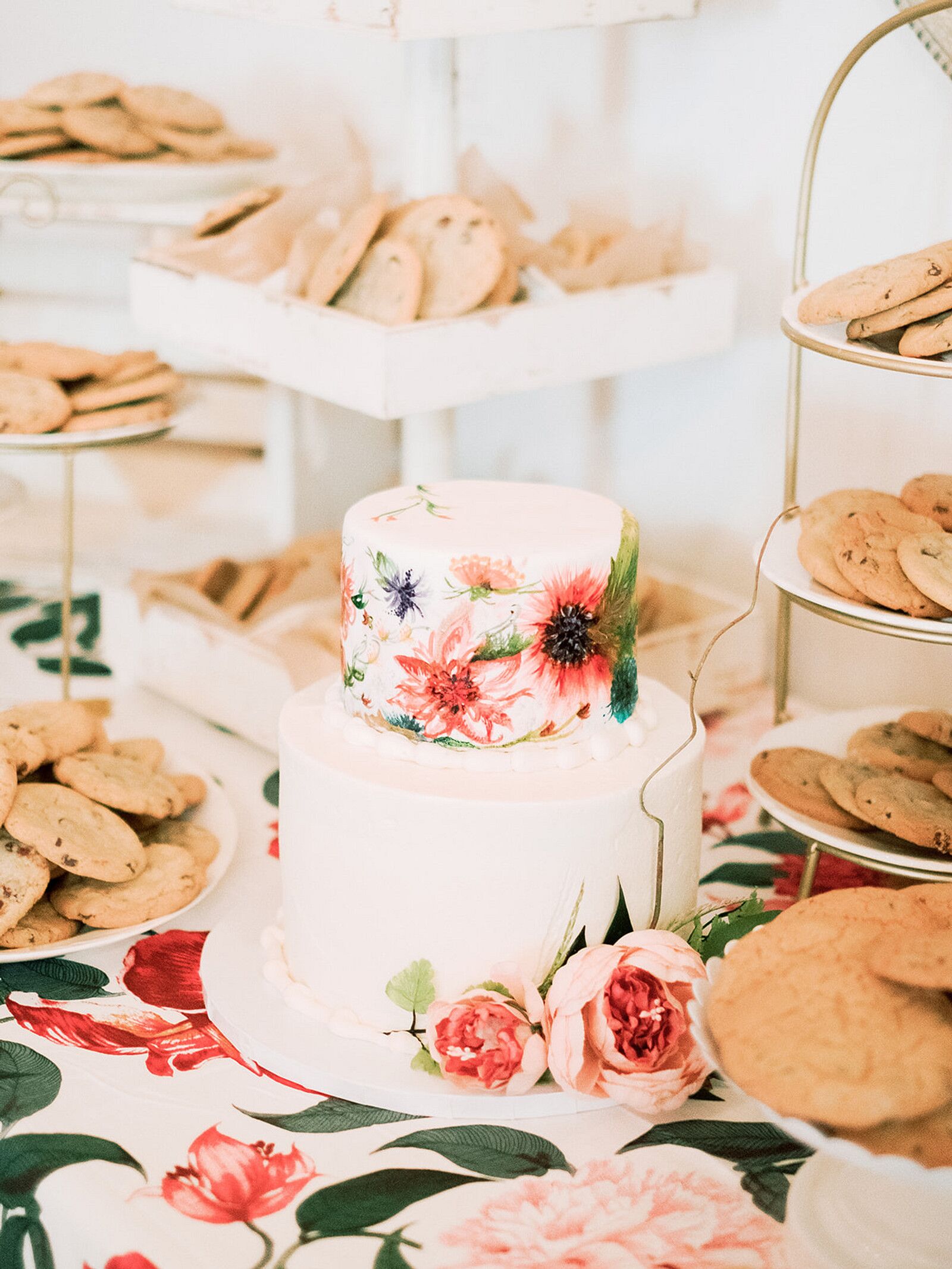 Two-tier Wedding Cake With Cookie Display