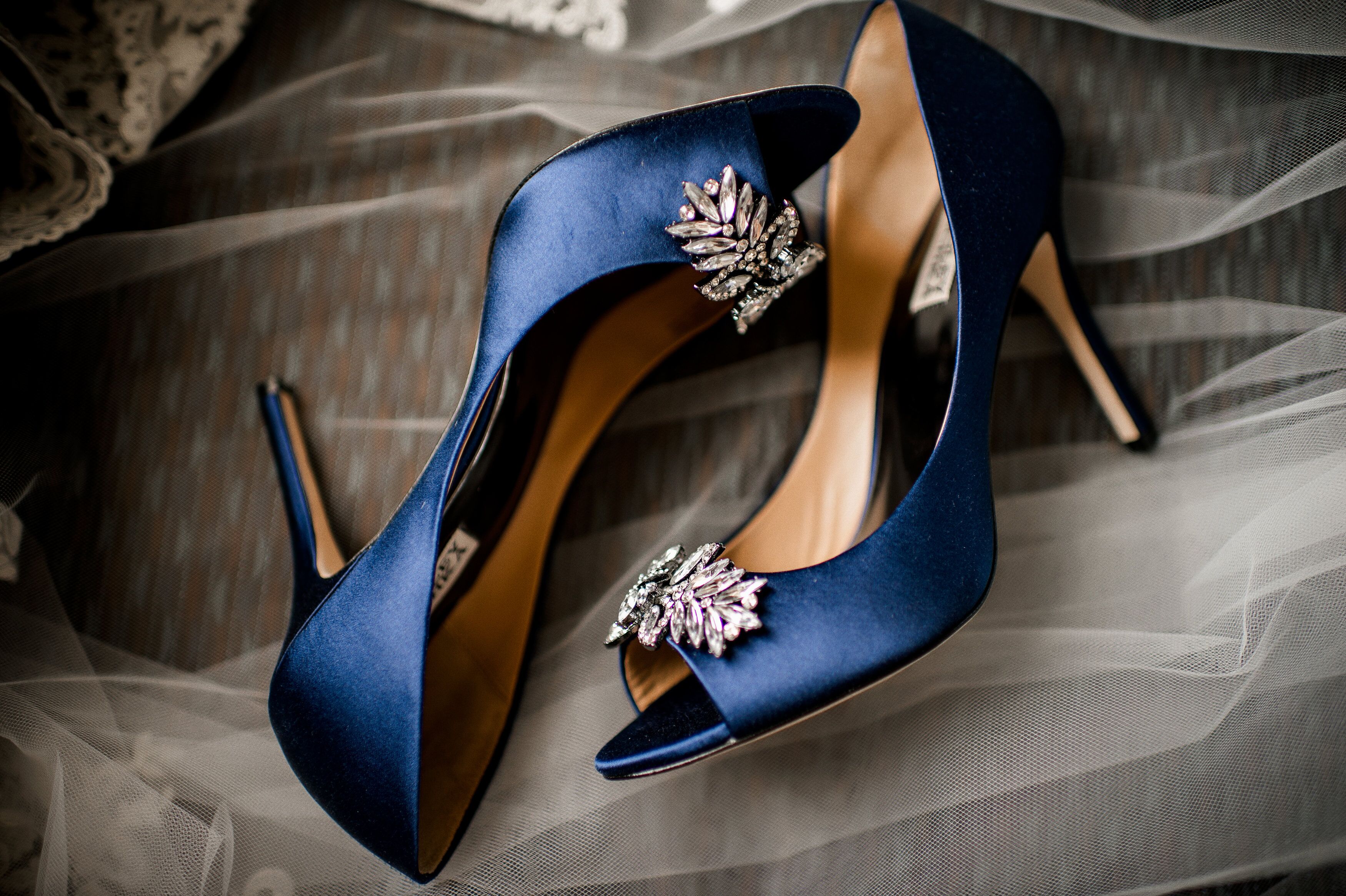 Badgley mischka navy store heels