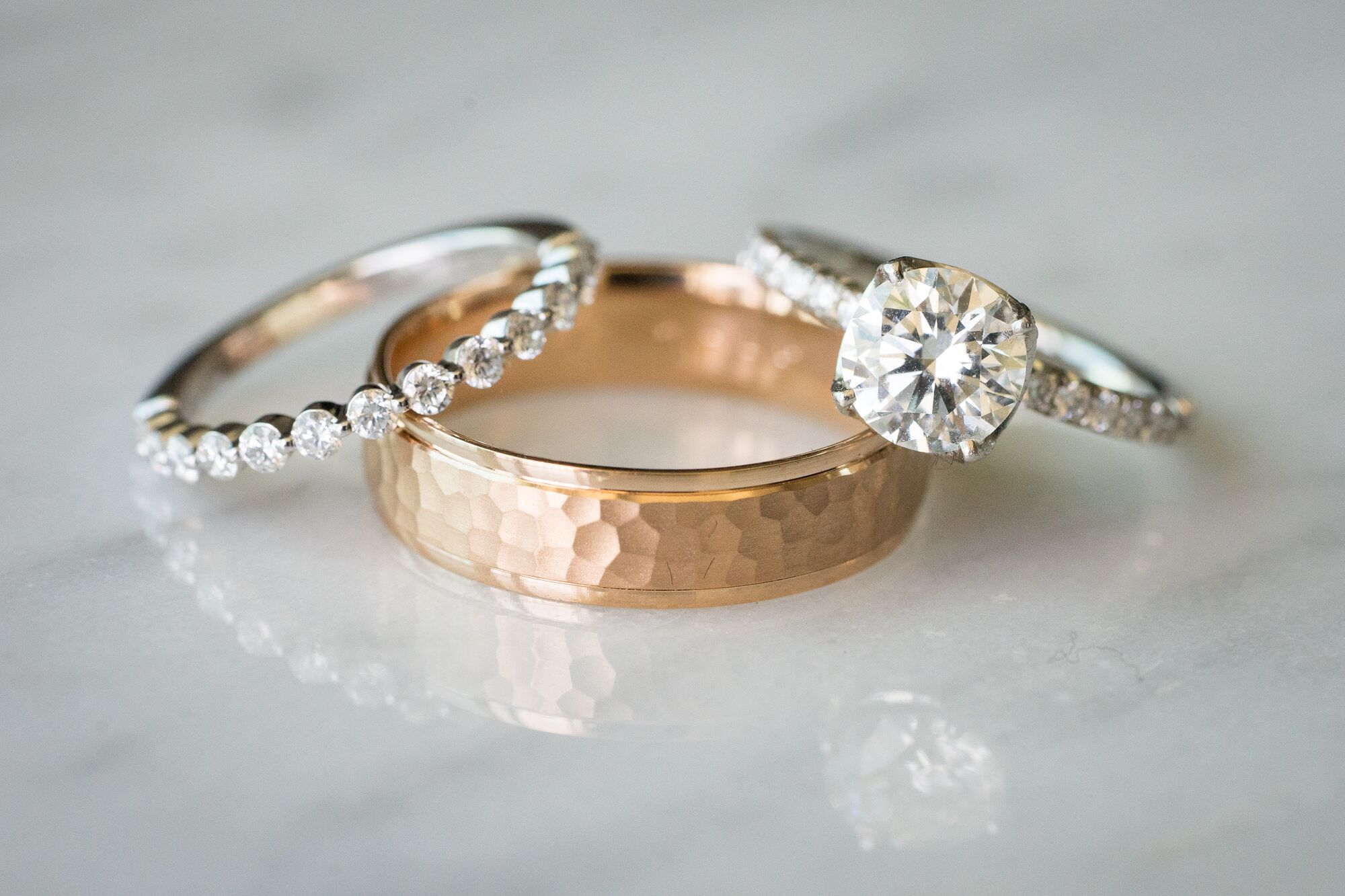 Diamond and Gold Wedding Bands