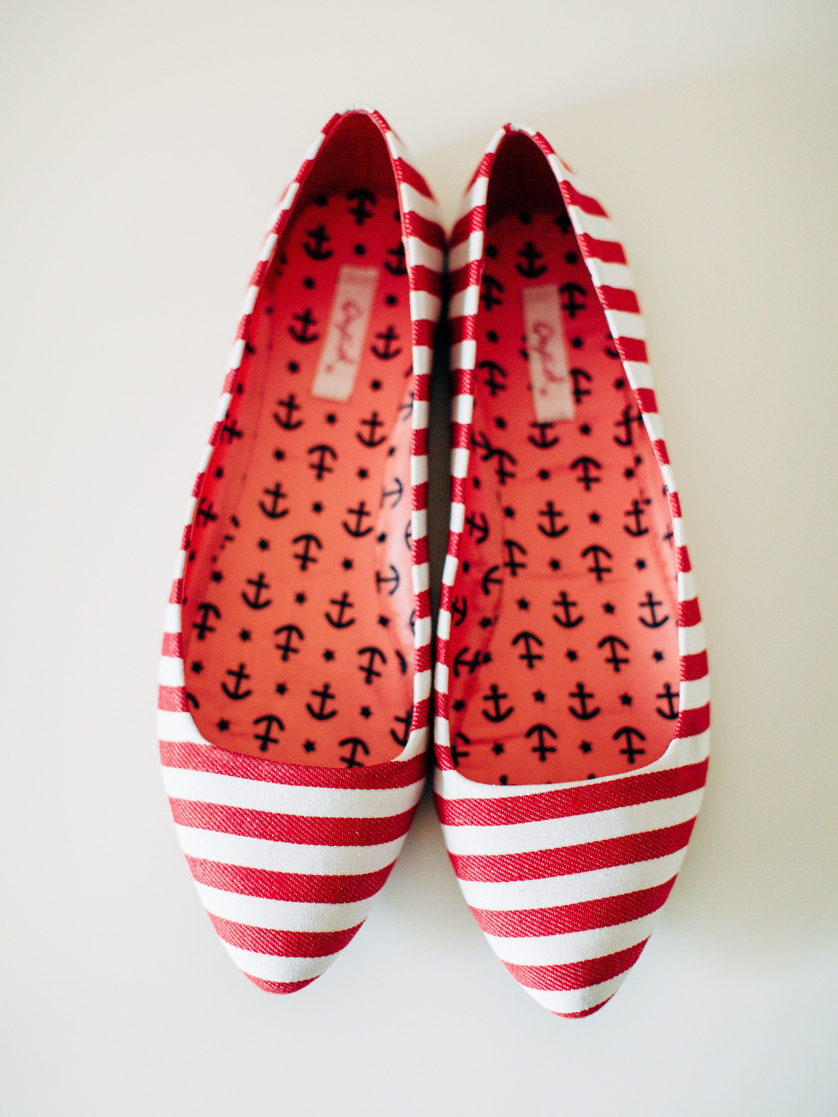 Red Stripe Bridal Flats