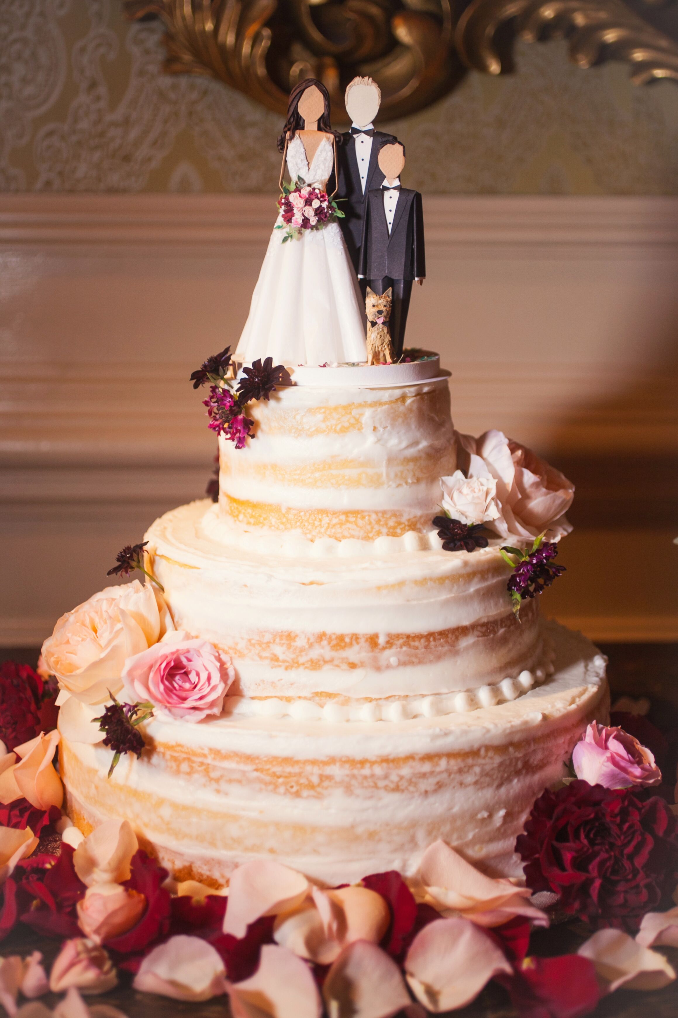 Naked Wedding Butter Cake with Buttercream Frosting