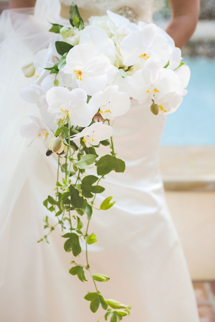 White Orchid Cascade Bridal Bouquet 8661