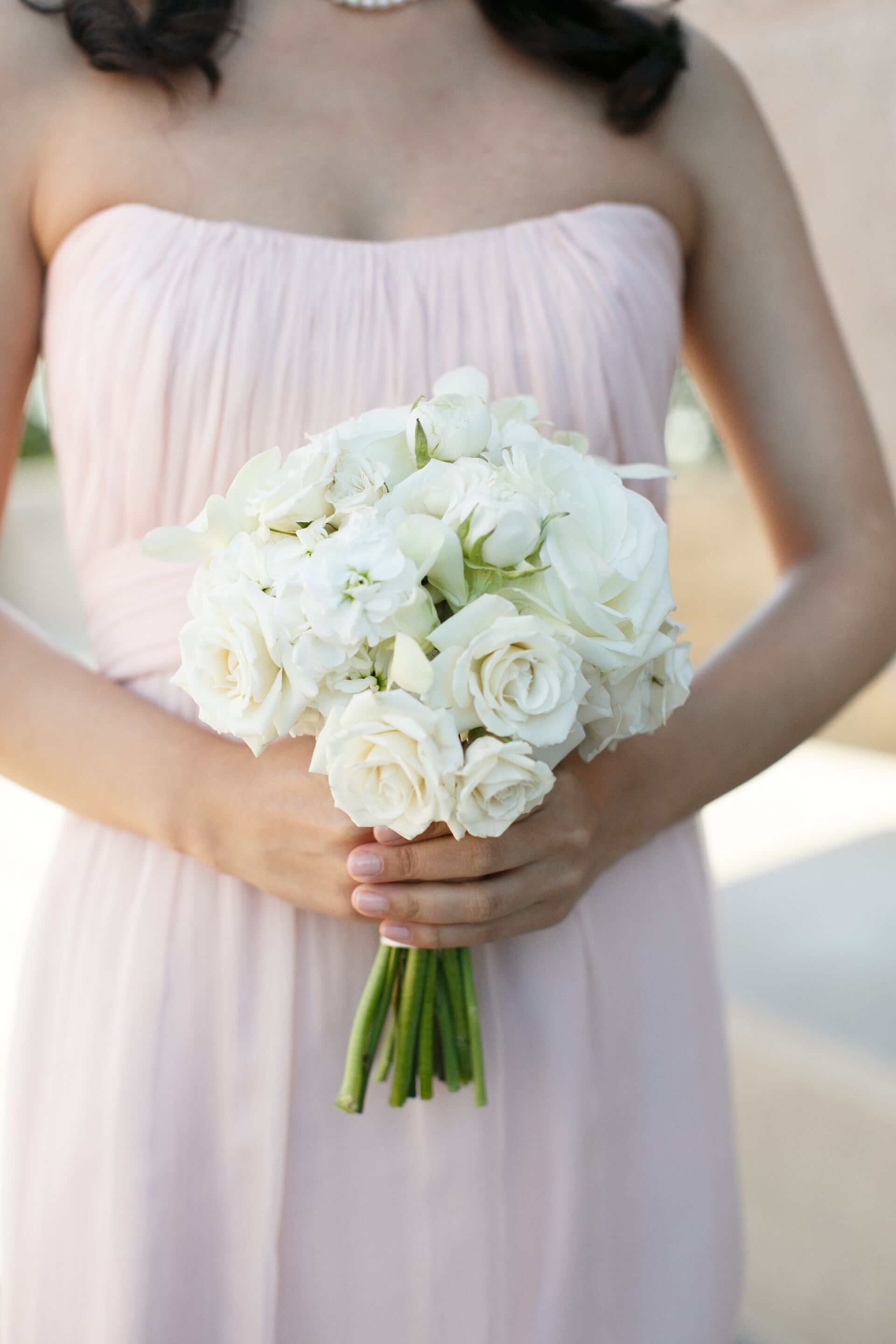 white rose bridesmaid bouquet