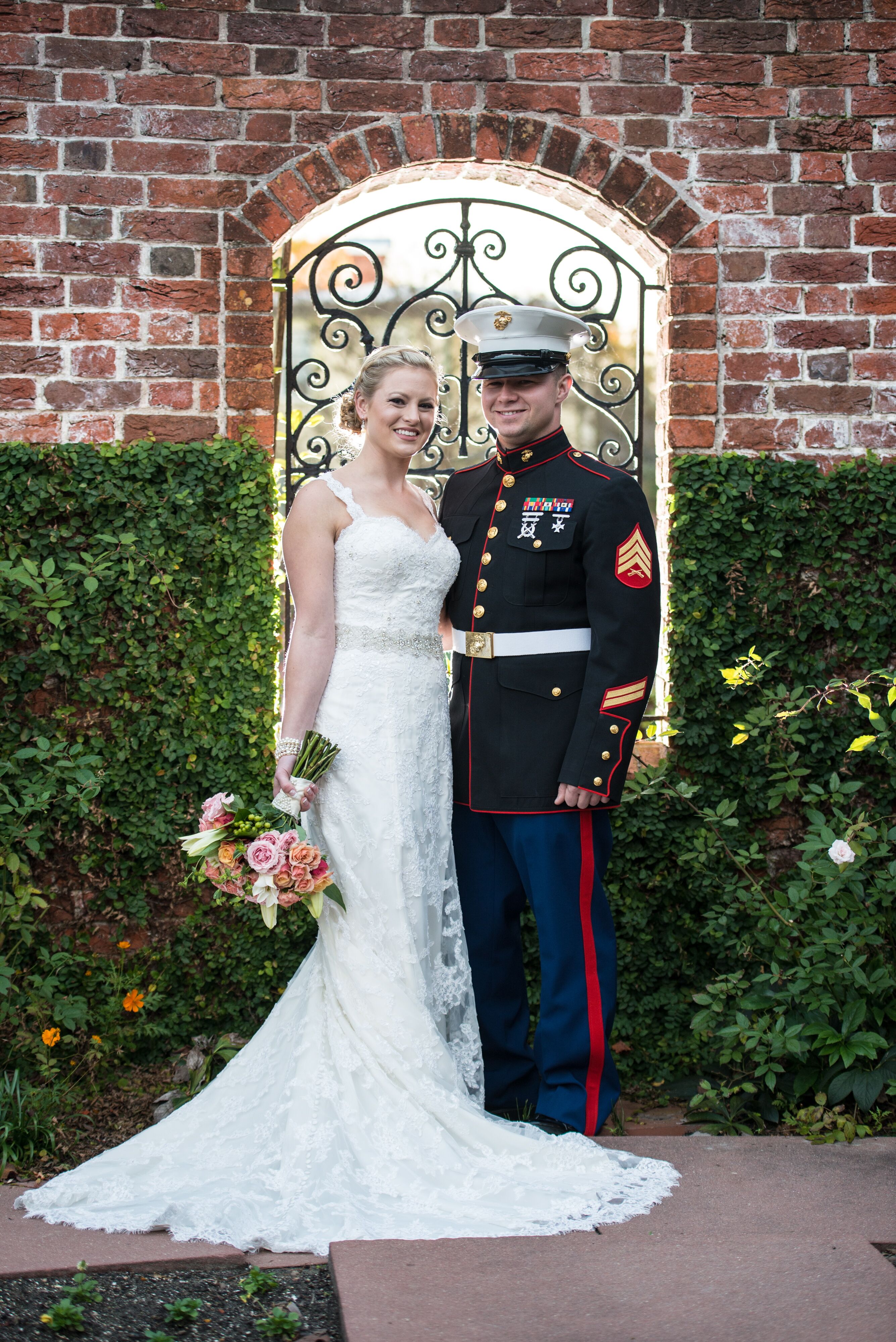 A Nighttime Military Wedding  at Tryon Palace in New  Bern  