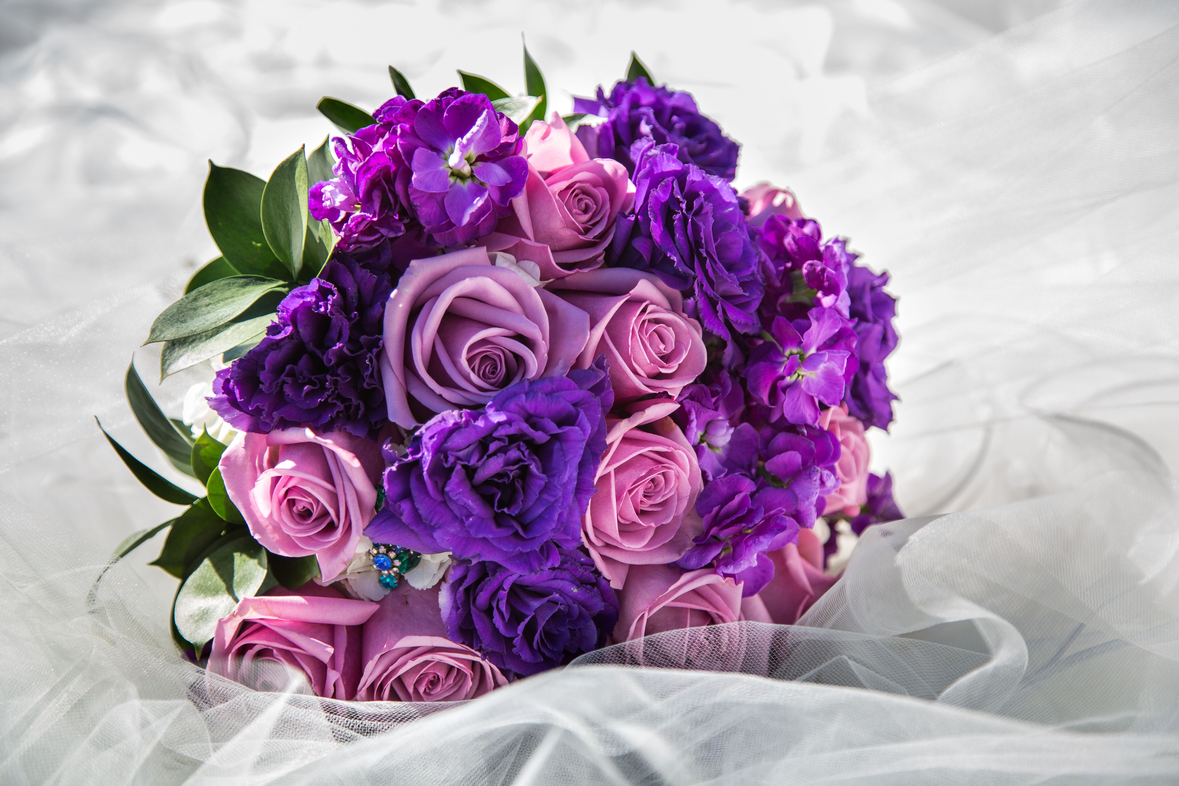 Purple Rose and Carnation Bouquet