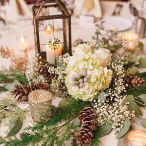 White Winter Wedding Bouquets with Ribbon