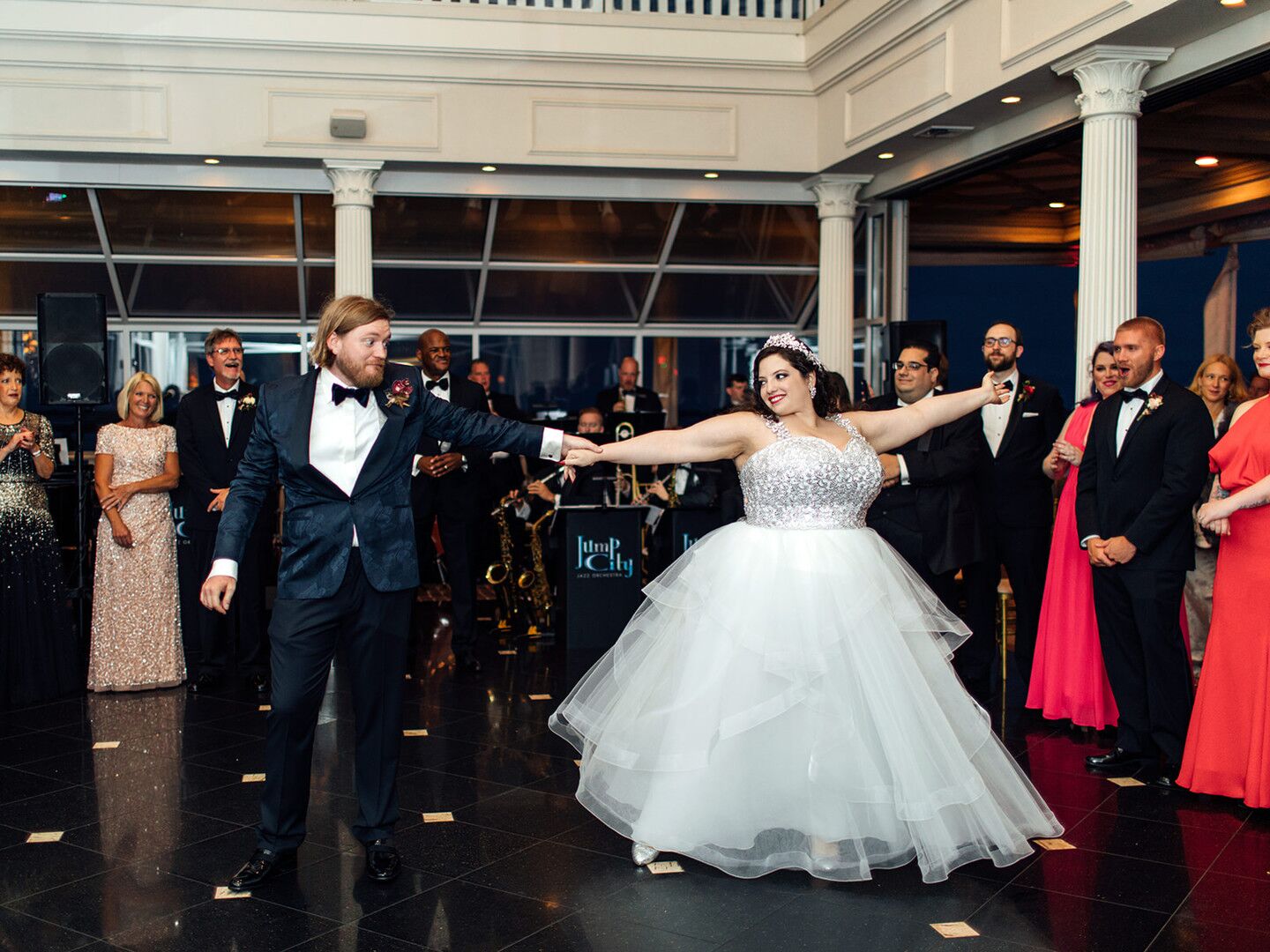 Bride and Groom Share a Romantic and Fun First Dance on the Wedding ...