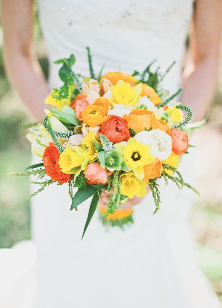 Bright orange and yellow bridal bouquet
