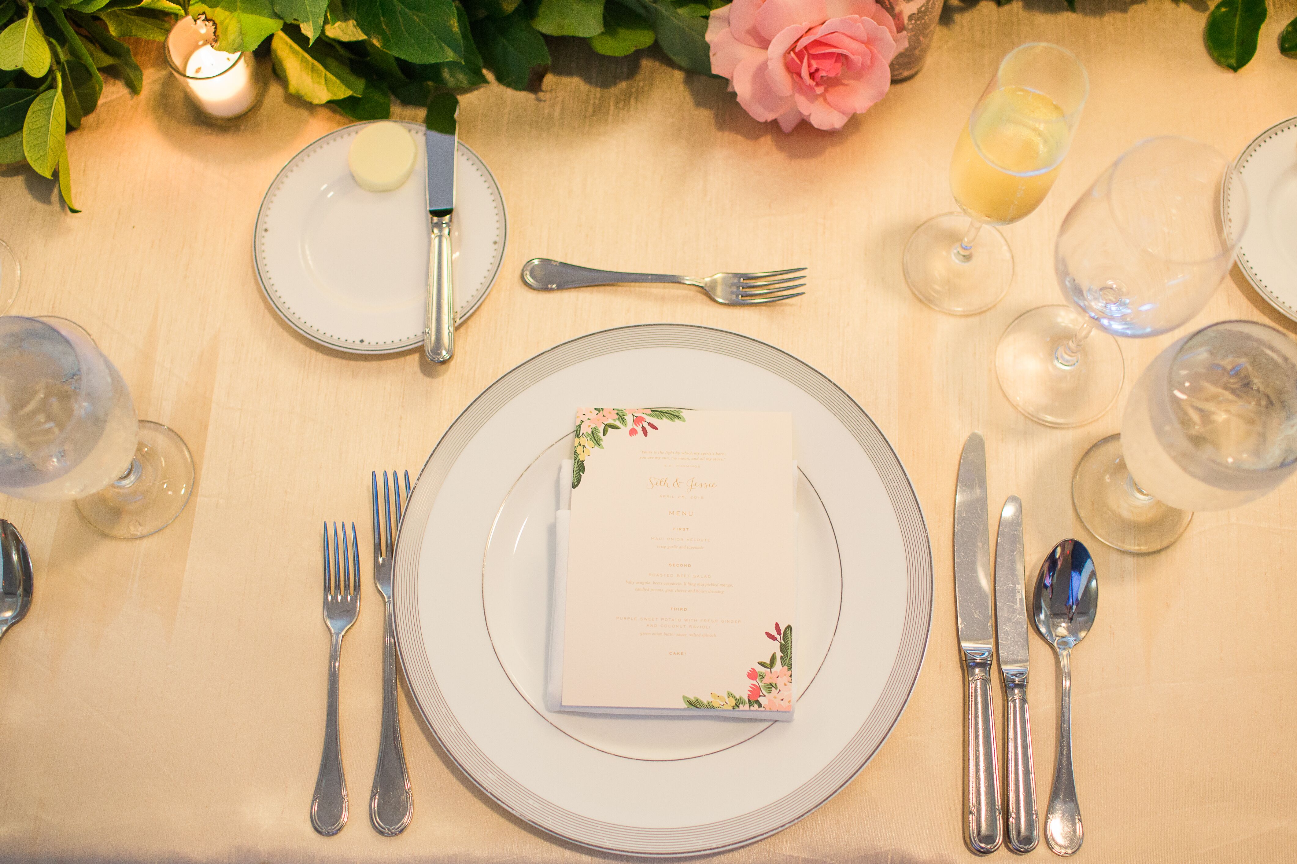 Cream and Floral Place Setting