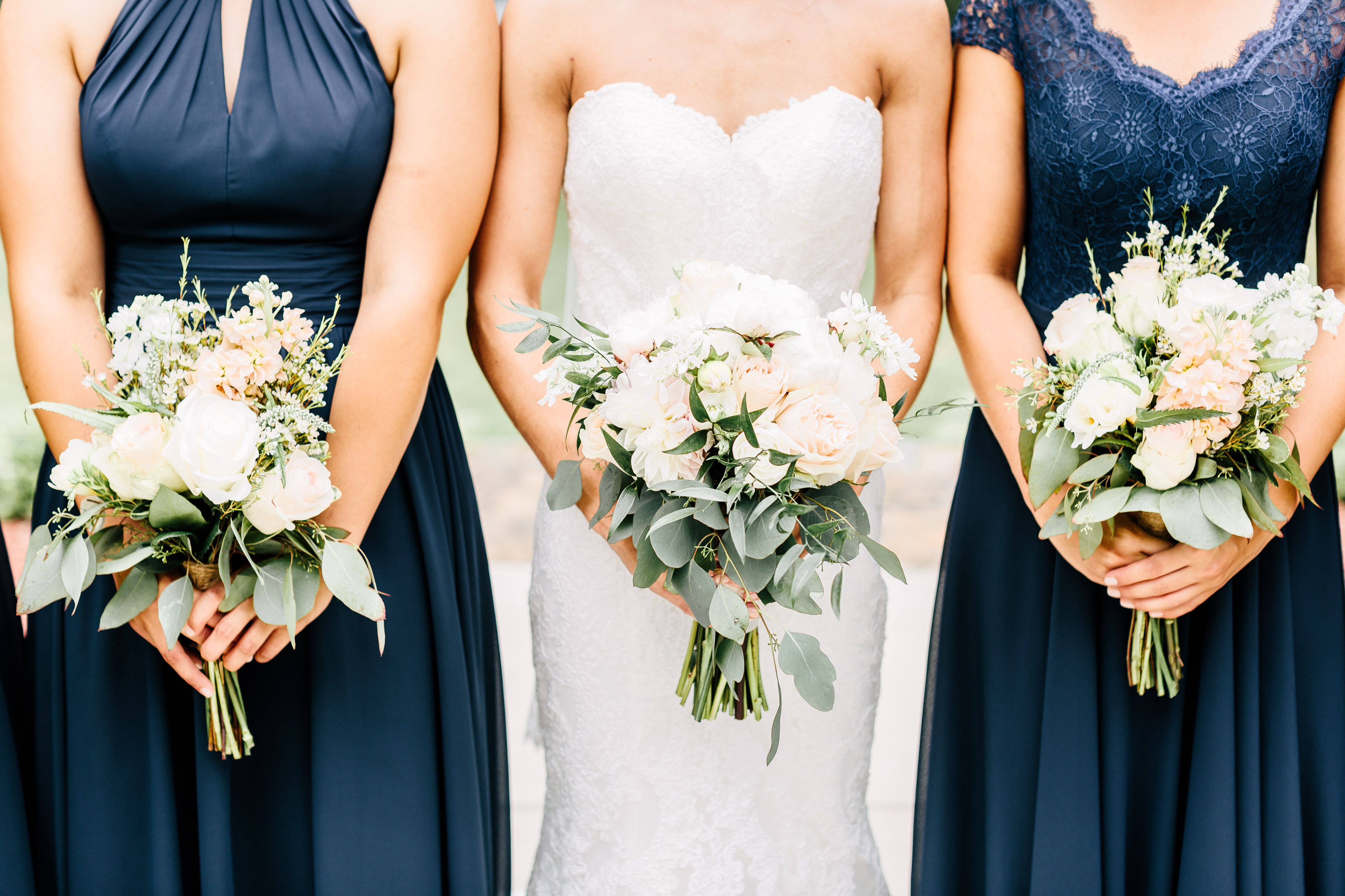 Silk and Chiffon Navy Azazie Bridesmaid Dresses