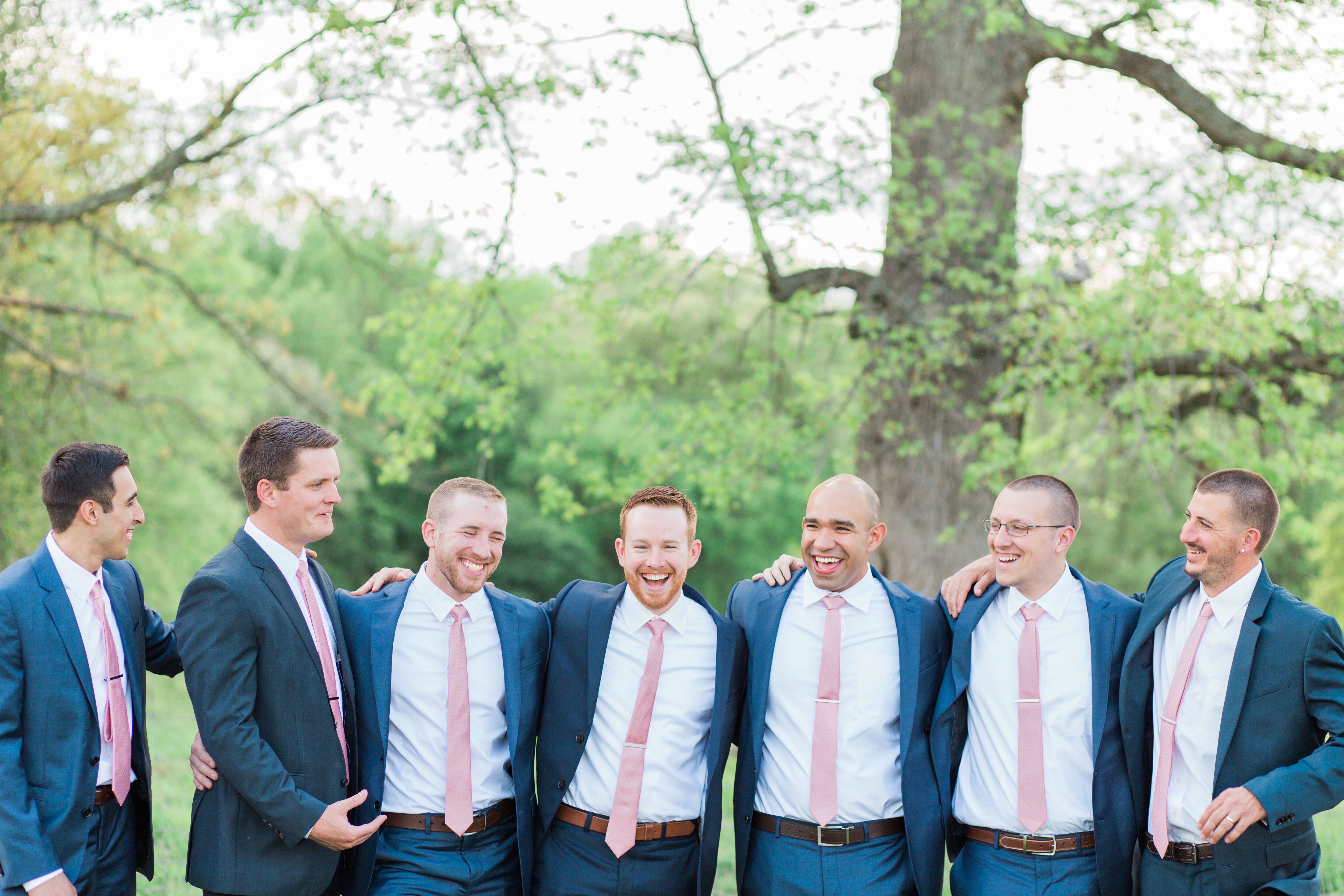 navy and pink groomsmen