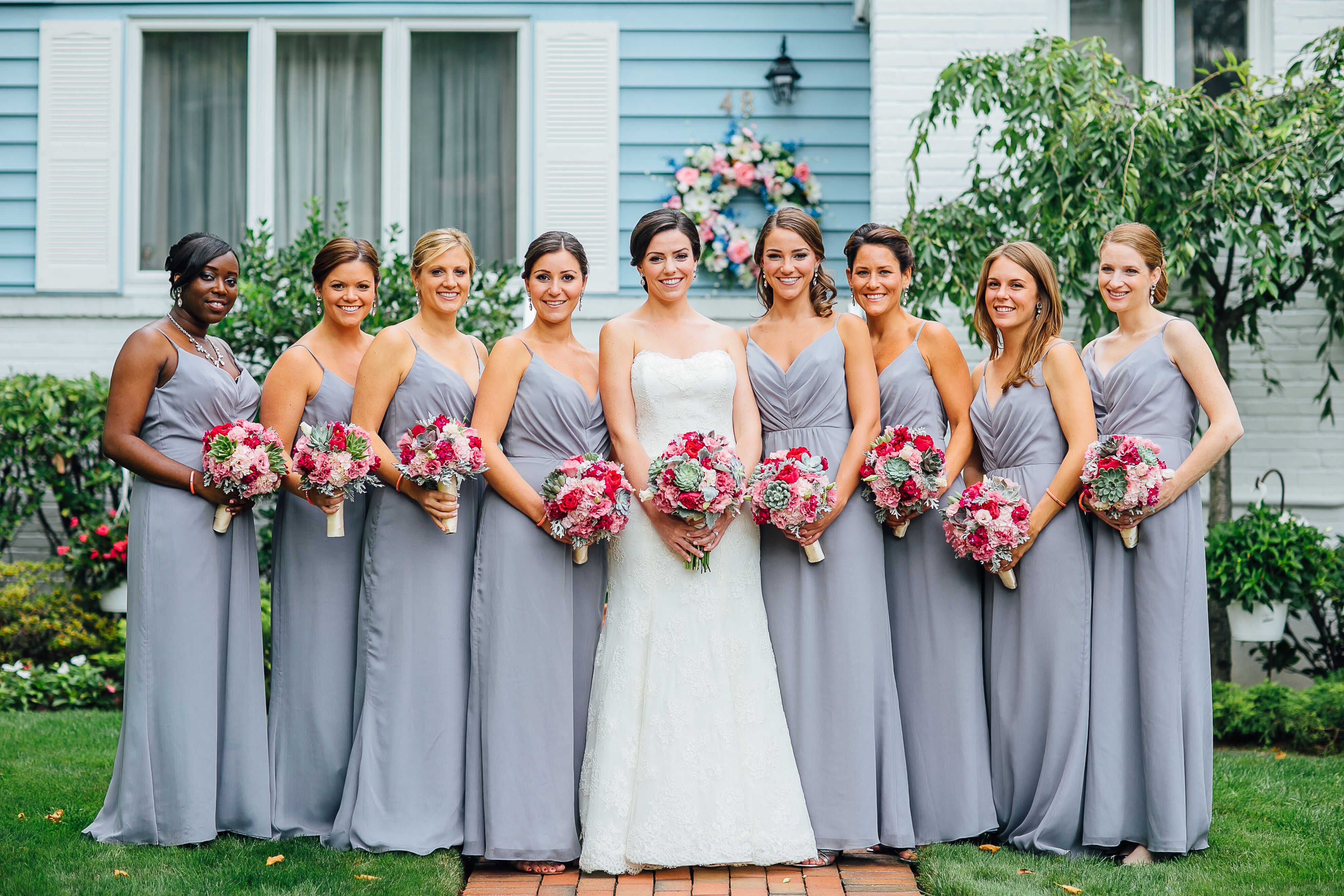 Jim Hjelm Light Gray  Bridesmaid  Dresses 