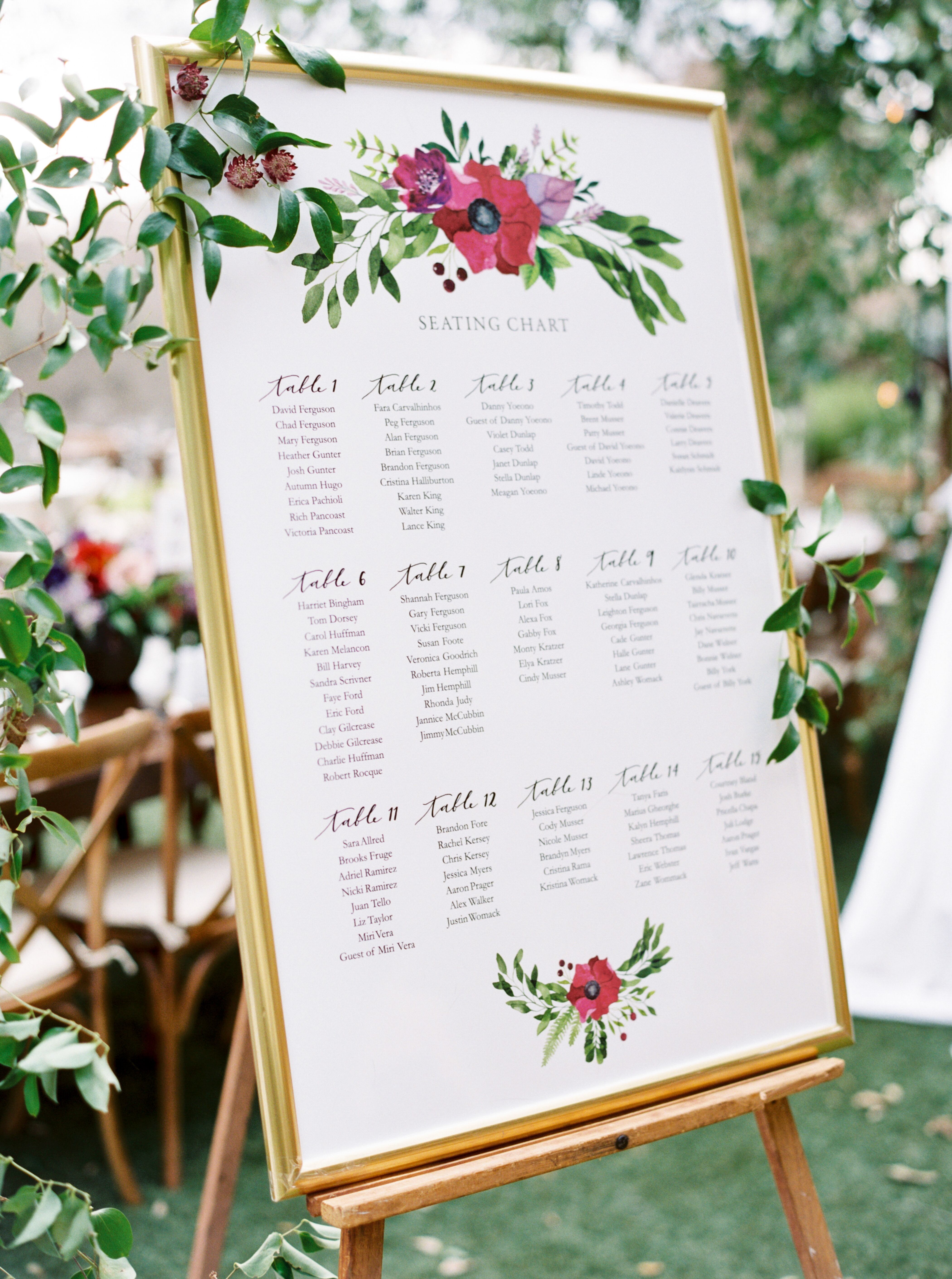 Romantic, Bohemian-Style Seating Chart